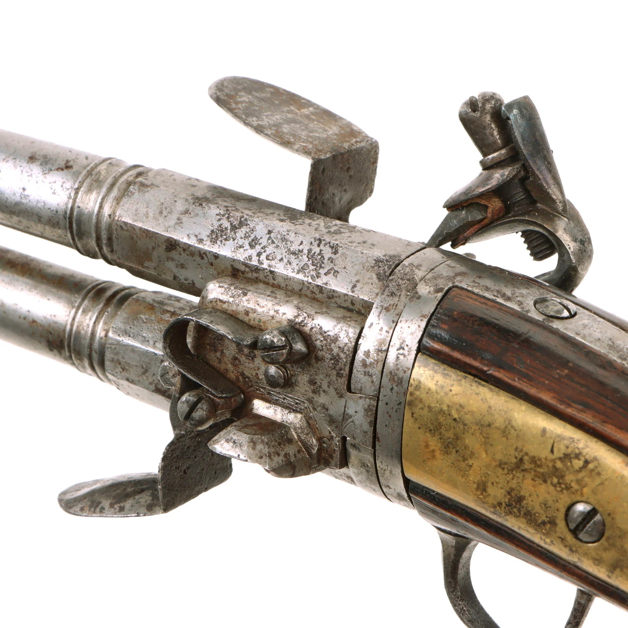 Original Late 18th Century European Swivel Breech Double Barrel Turn-Over Flintlock Pistol - Circa 1780 - 1800 — image 17