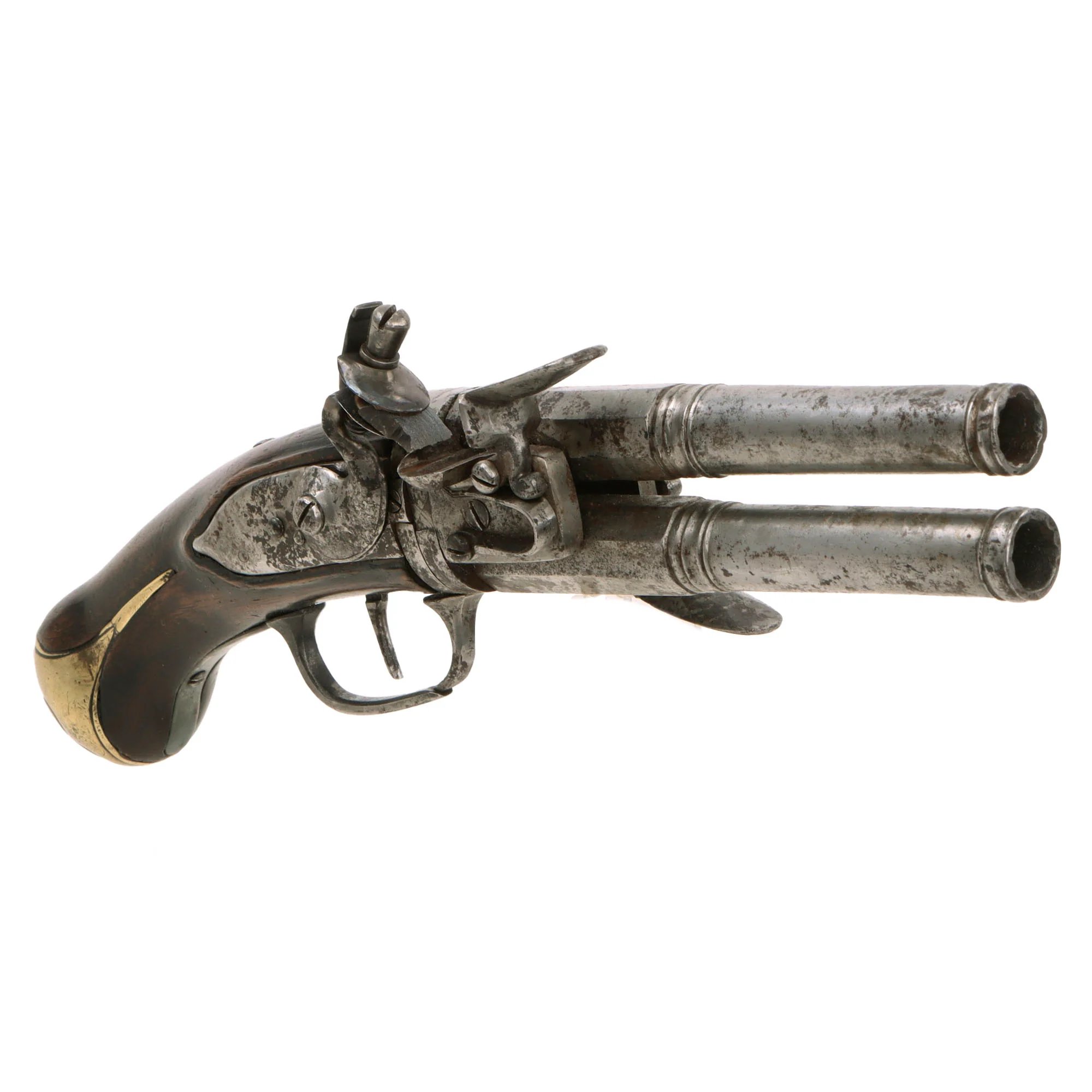 Original Late 18th Century European Swivel Breech Double Barrel Turn-Over Flintlock Pistol - Circa 1780 - 1800 — image 2