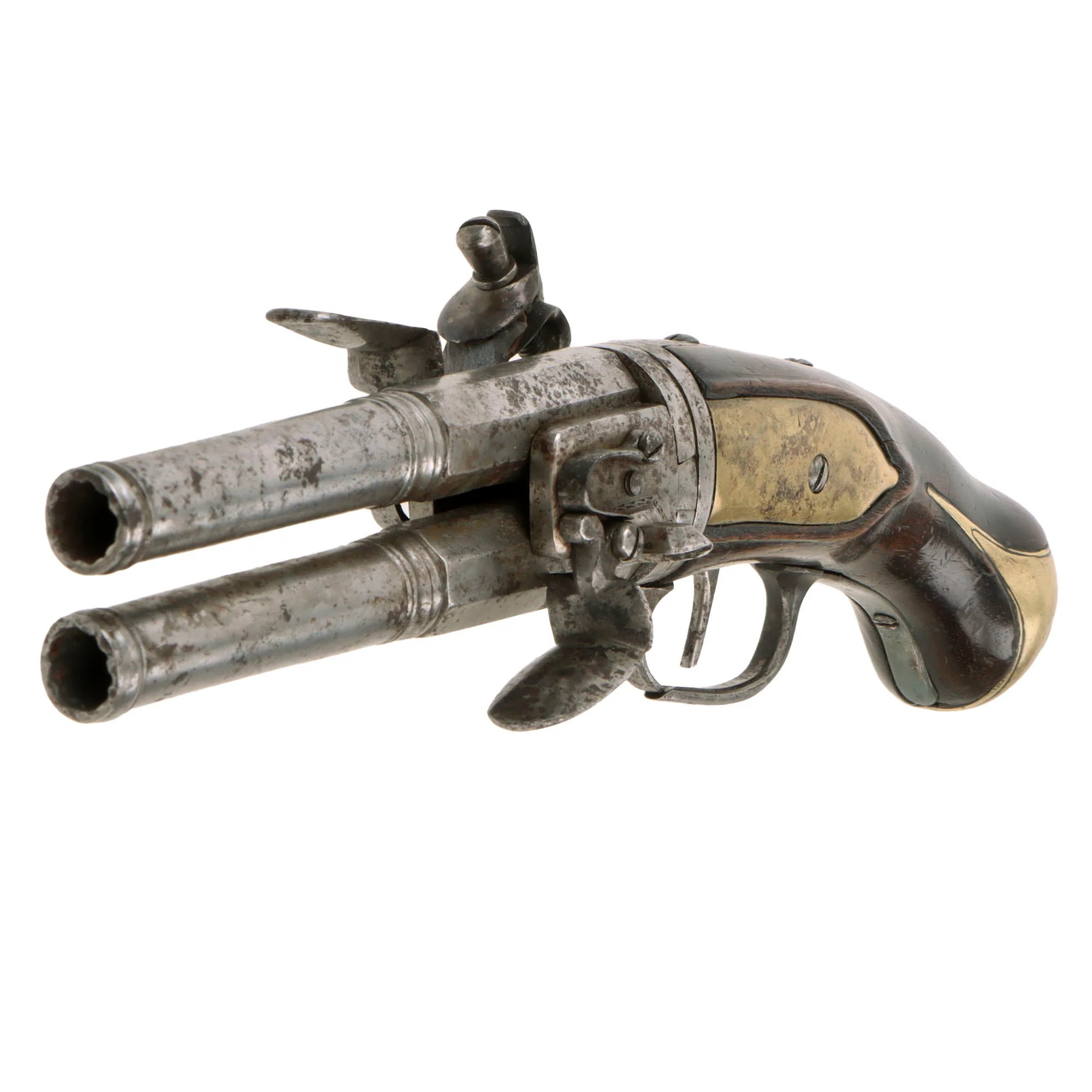 Original Late 18th Century European Swivel Breech Double Barrel Turn-Over Flintlock Pistol - Circa 1780 - 1800 — image 3