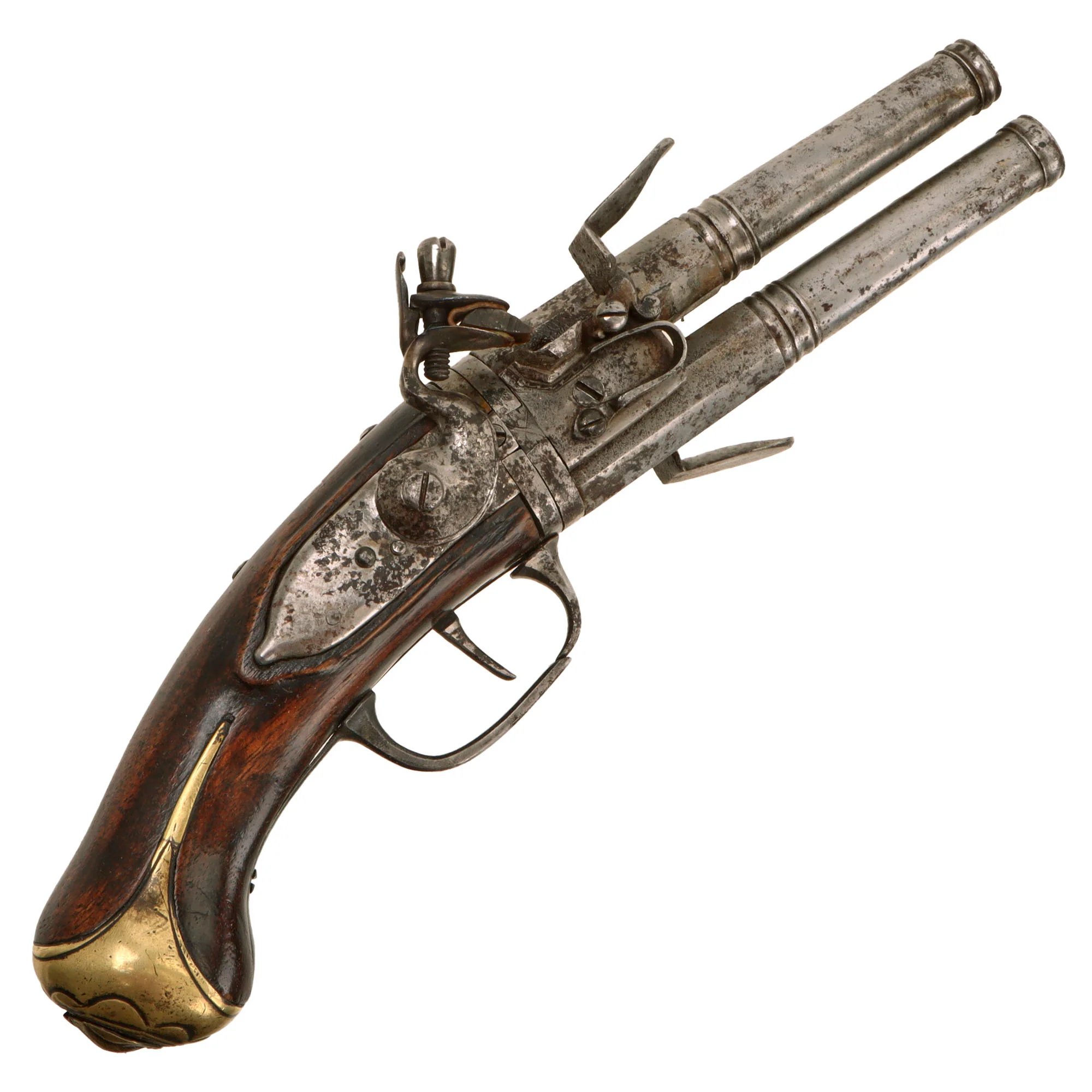 Original Late 18th Century European Swivel Breech Double Barrel Turn-Over Flintlock Pistol - Circa 1780 - 1800 — image 4
