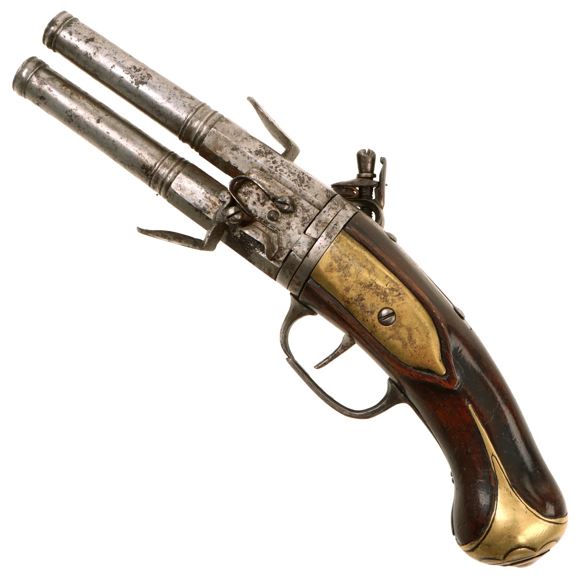 Original Late 18th Century European Swivel Breech Double Barrel Turn-Over Flintlock Pistol - Circa 1780 - 1800 — image 5