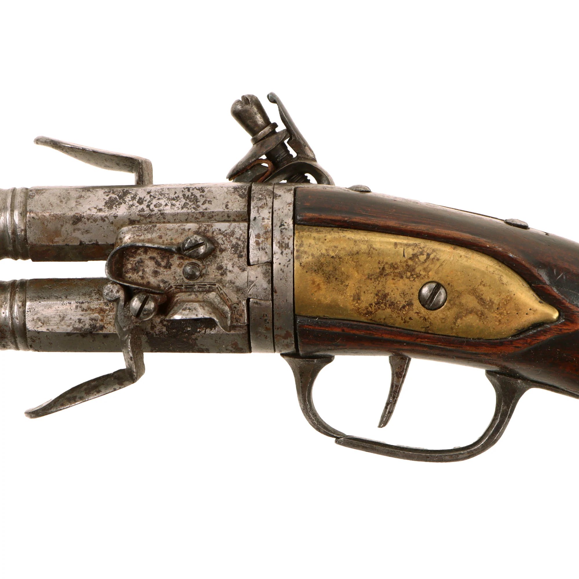 Original Late 18th Century European Swivel Breech Double Barrel Turn-Over Flintlock Pistol - Circa 1780 - 1800 — image 8