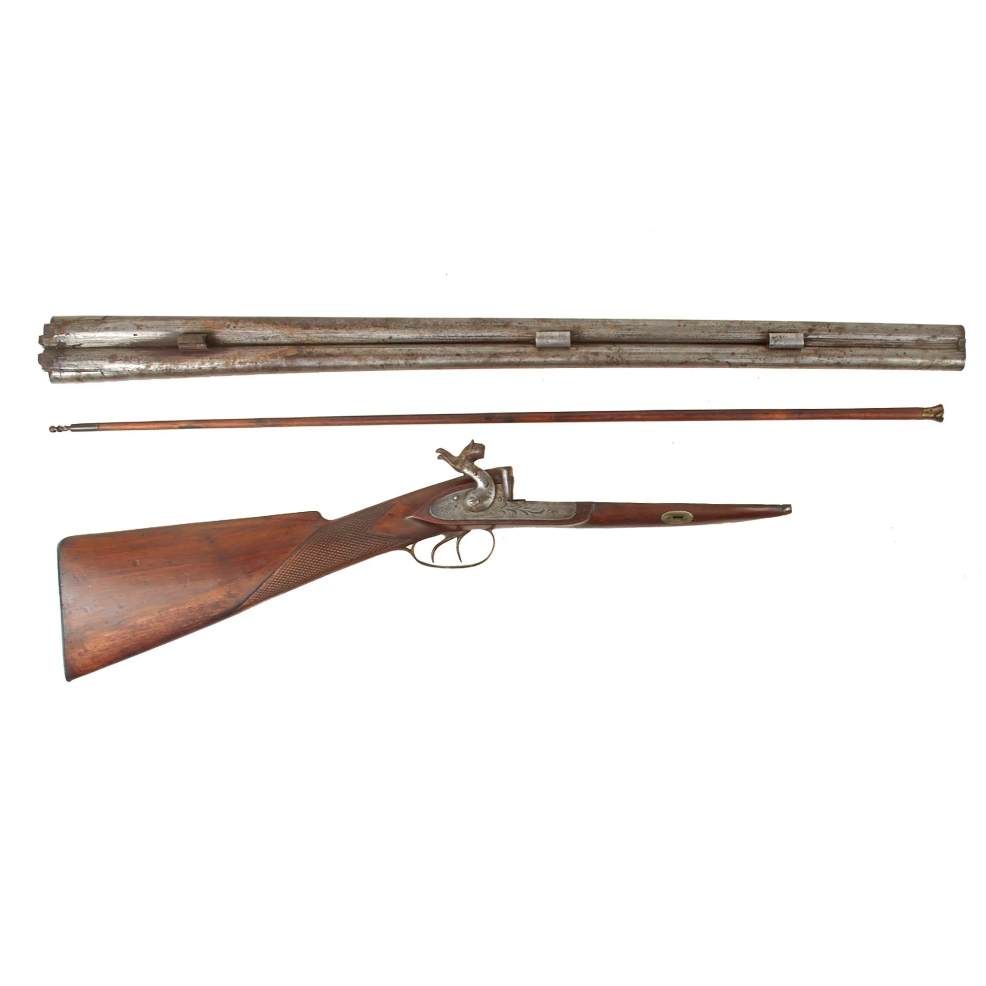 Original Belgian Double Barrel 11 Bore Percussion Fowling Piece for the U.S. Frontier Market with 33 Inch Barrels - circa 1850 — image 4