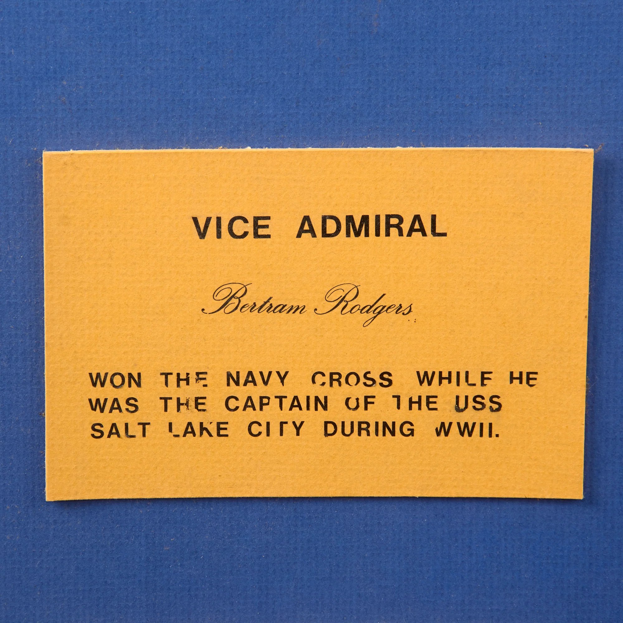 Original U.S. WWII Vice Admiral Bertram Rodgers Mounted Ribbon Bar & Pilot's Wings with Photographs for Framing - 16 x 27 ½' — image 3