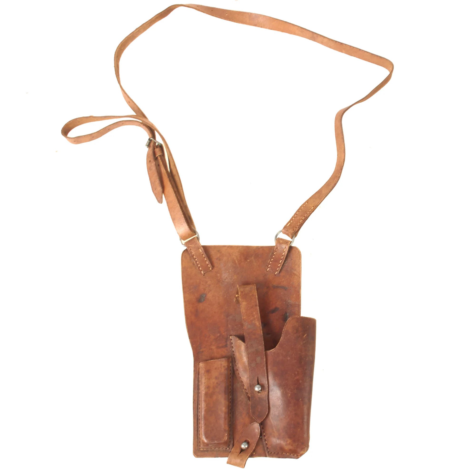 Original German WWII Era Custom Made Leather Luftwaffe Pistol Chest Holster with Strap — image 2