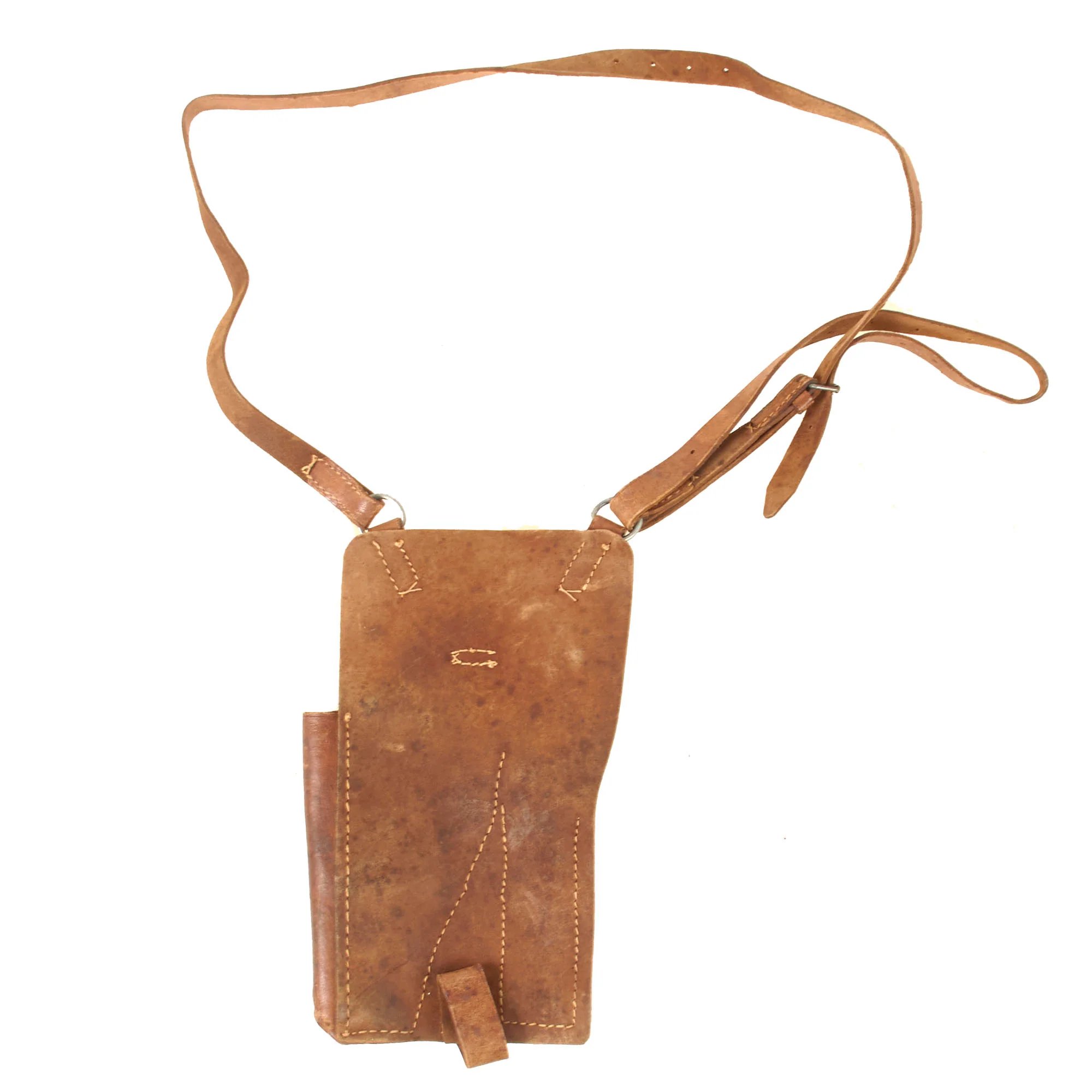 Original German WWII Era Custom Made Leather Luftwaffe Pistol Chest Holster with Strap — image 3