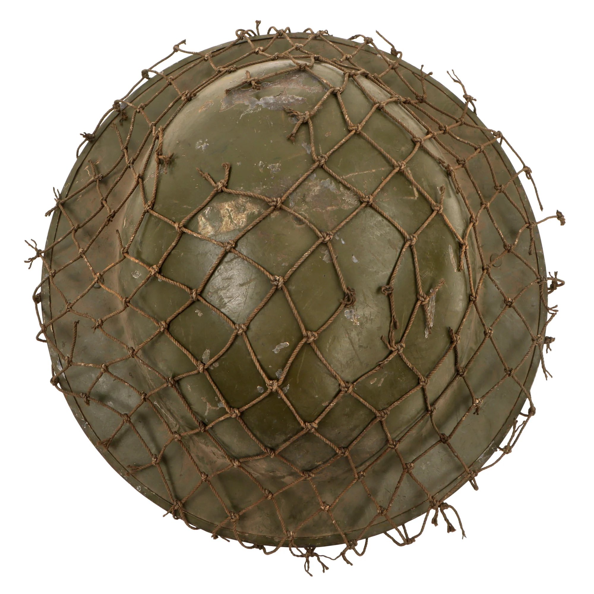 Original British WWI Mk 1 Brodie Helmet by Hadfield Ltd of Sheffield with WWII-Applied Helmet Net - Complete — image 10