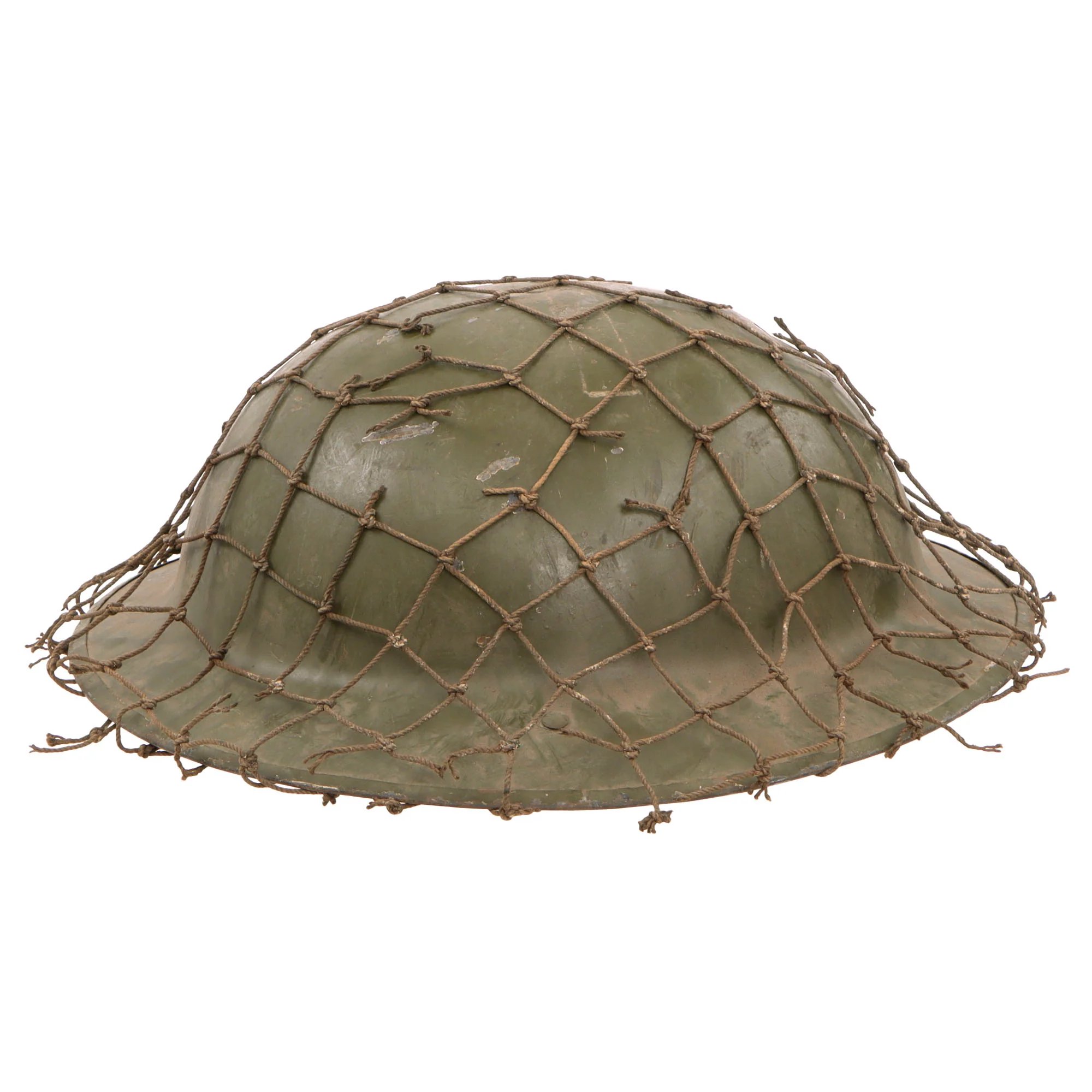 Original British WWI Mk 1 Brodie Helmet by Hadfield Ltd of Sheffield with WWII-Applied Helmet Net - Complete — image 15