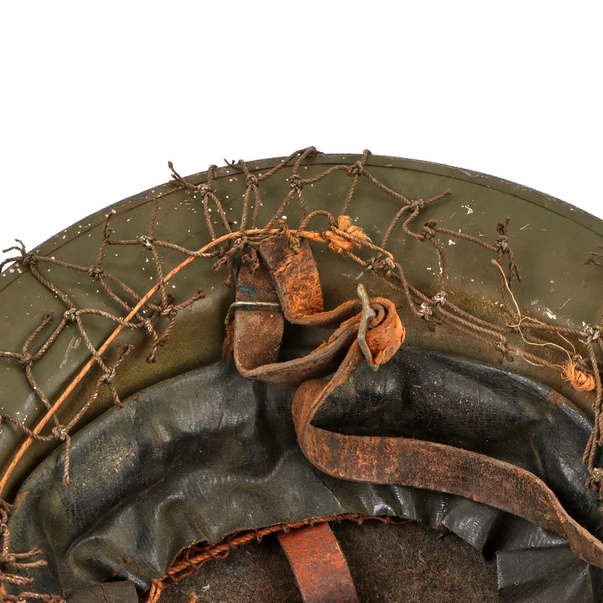 Original British WWI Mk 1 Brodie Helmet by Hadfield Ltd of Sheffield with WWII-Applied Helmet Net - Complete — image 7