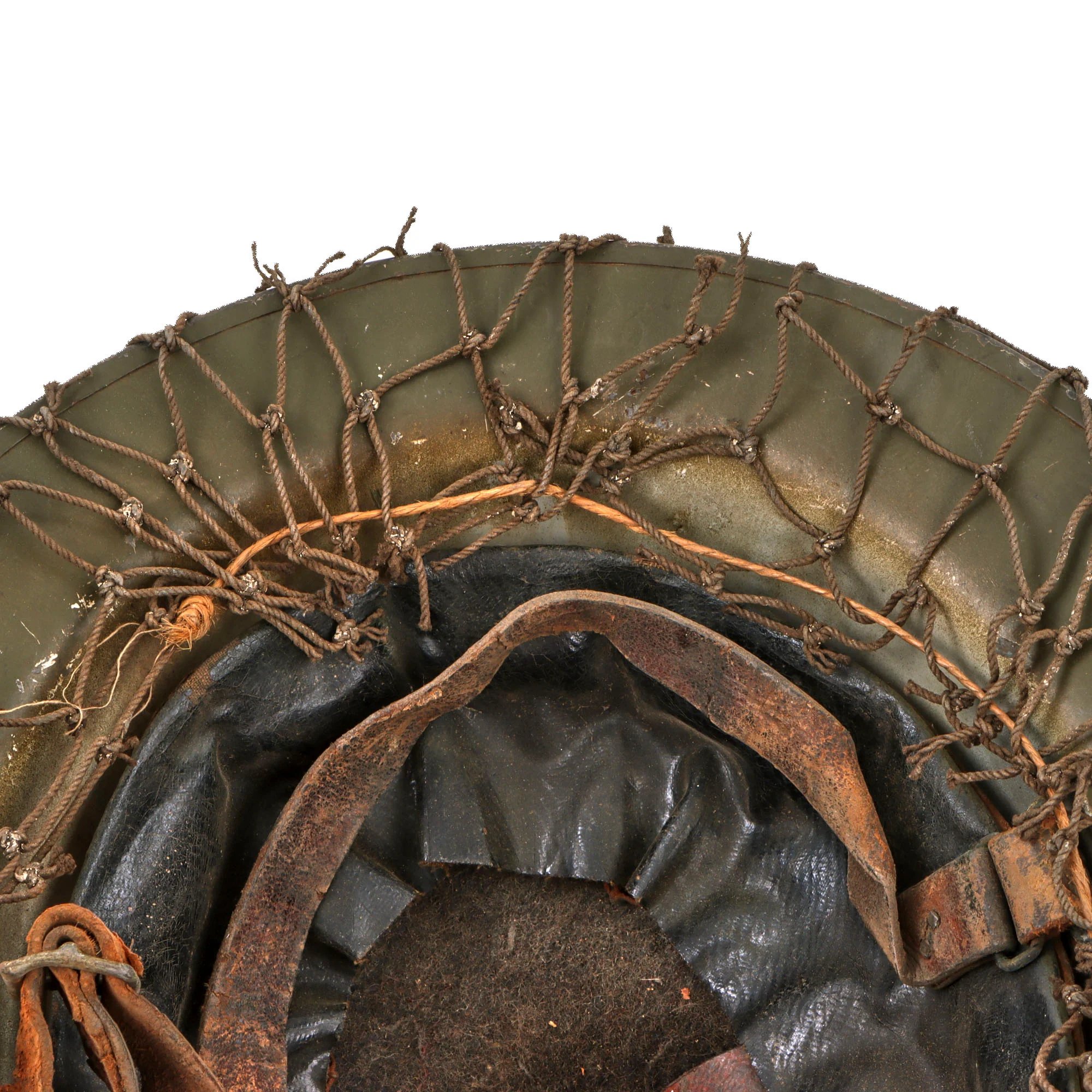 Original British WWI Mk 1 Brodie Helmet by Hadfield Ltd of Sheffield with WWII-Applied Helmet Net - Complete — image 8