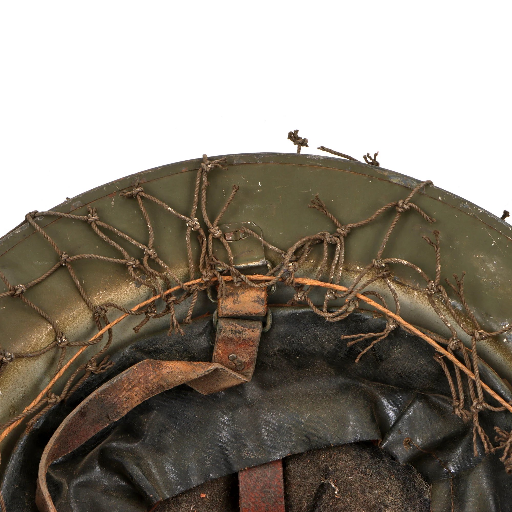 Original British WWI Mk 1 Brodie Helmet by Hadfield Ltd of Sheffield with WWII-Applied Helmet Net - Complete — image 9