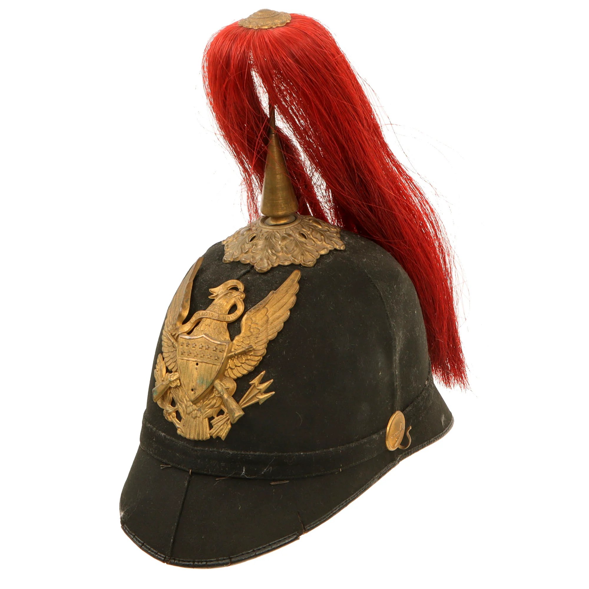 Original U.S. Indian Wars 1881 Model Infantry Regiment Dress Helmet by J.H. McKenney & Co. with Red Plume — image 2