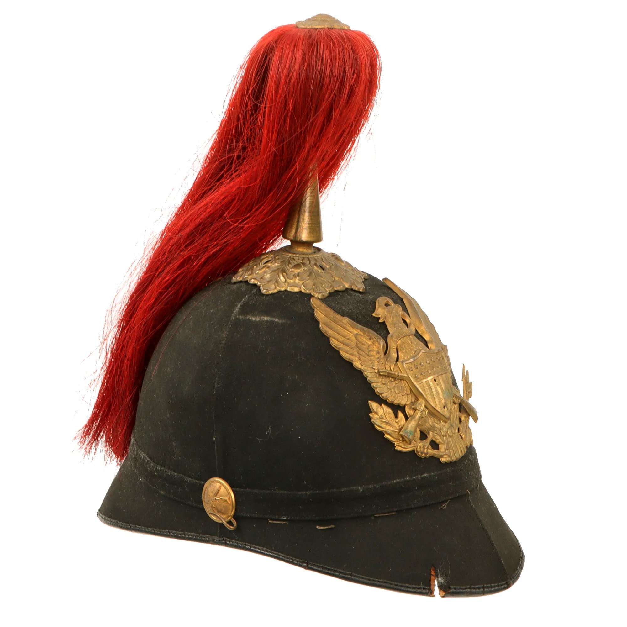 Original U.S. Indian Wars 1881 Model Infantry Regiment Dress Helmet by J.H. McKenney & Co. with Red Plume — image 3