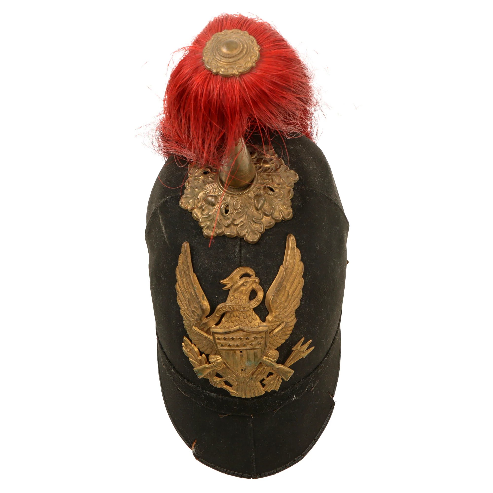 Original U.S. Indian Wars 1881 Model Infantry Regiment Dress Helmet by J.H. McKenney & Co. with Red Plume — image 5