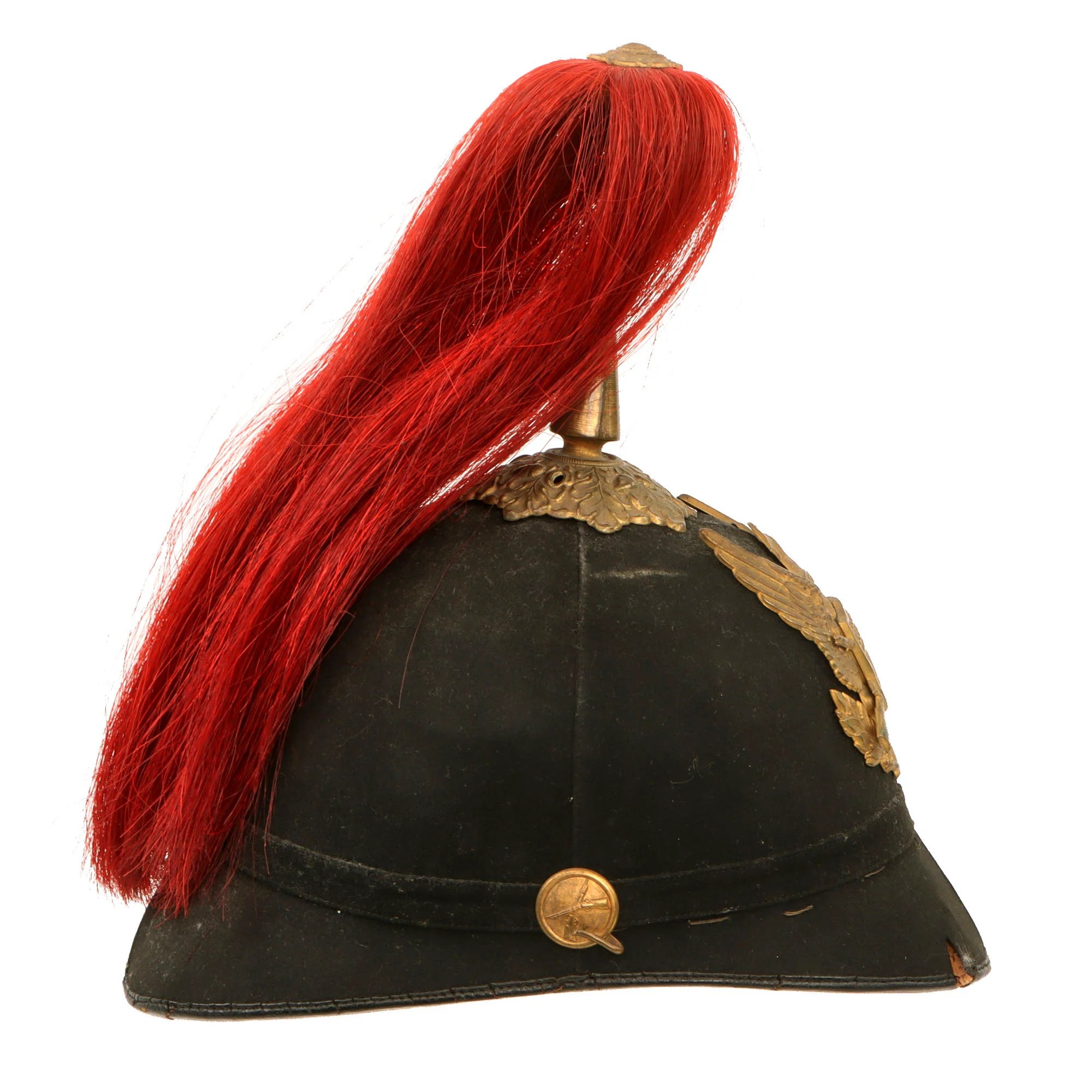 Original U.S. Indian Wars 1881 Model Infantry Regiment Dress Helmet by J.H. McKenney & Co. with Red Plume — image 6