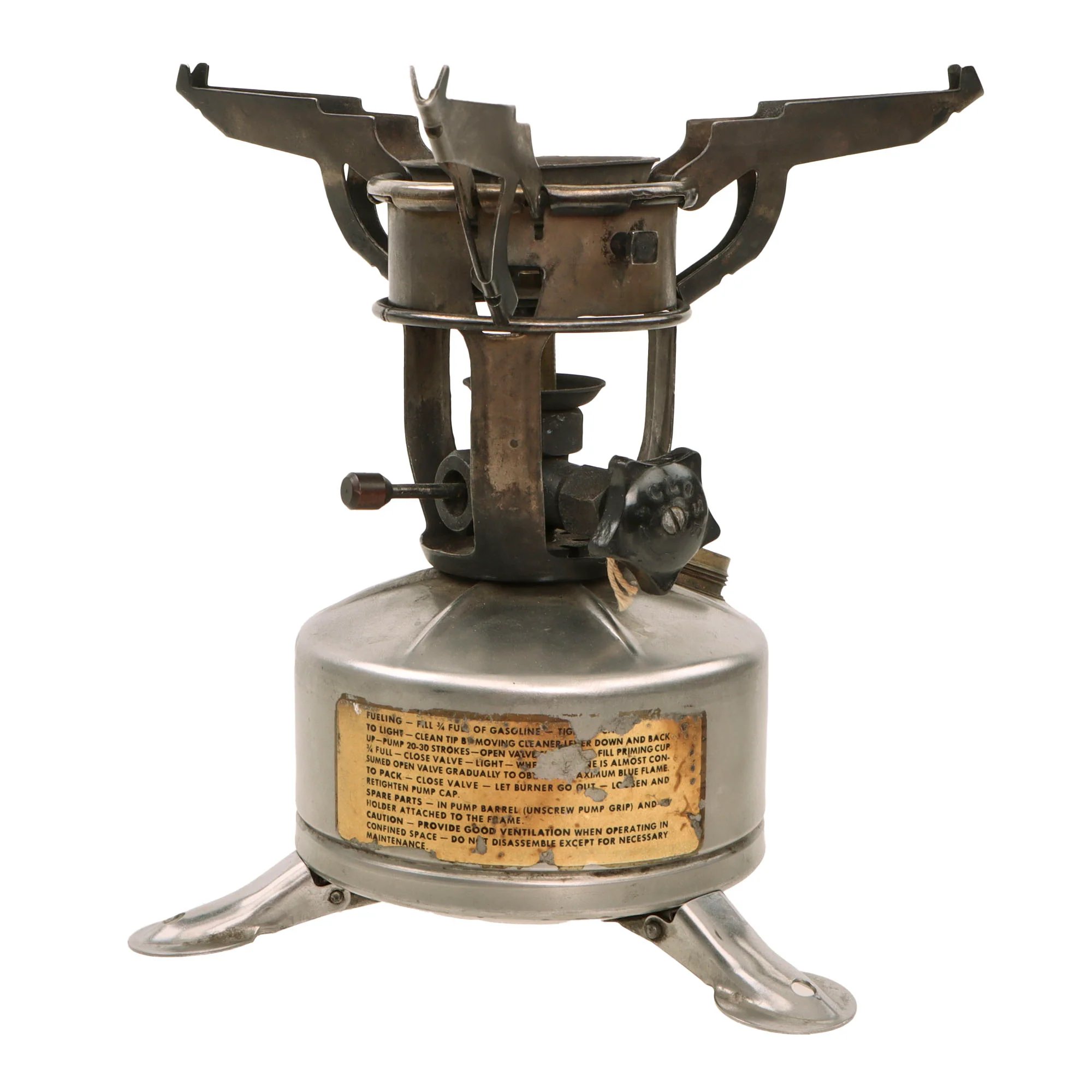 Original WWII U.S. Issue Coleman Gasoline Camp Stove in Bayonet 'F' Canister - Dated 1945 — image 2