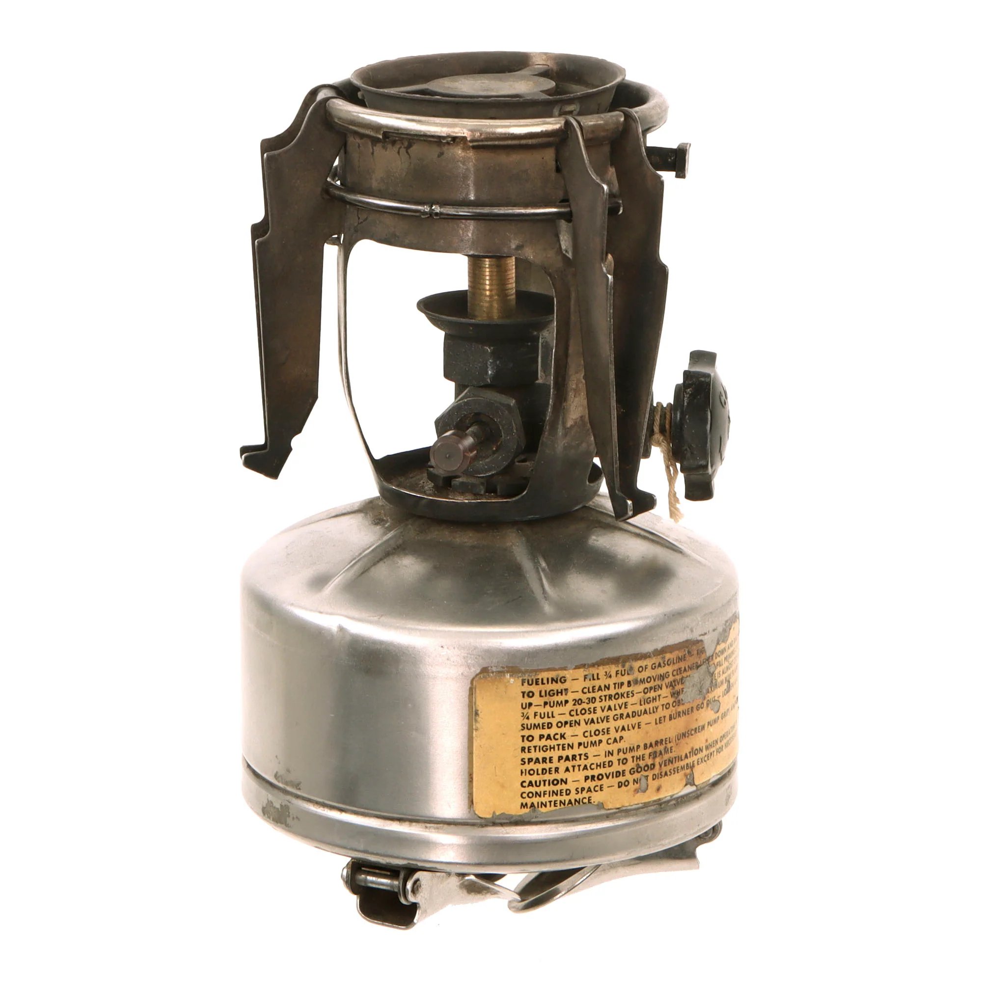 Original WWII U.S. Issue Coleman Gasoline Camp Stove in Bayonet 'F' Canister - Dated 1945 — image 7