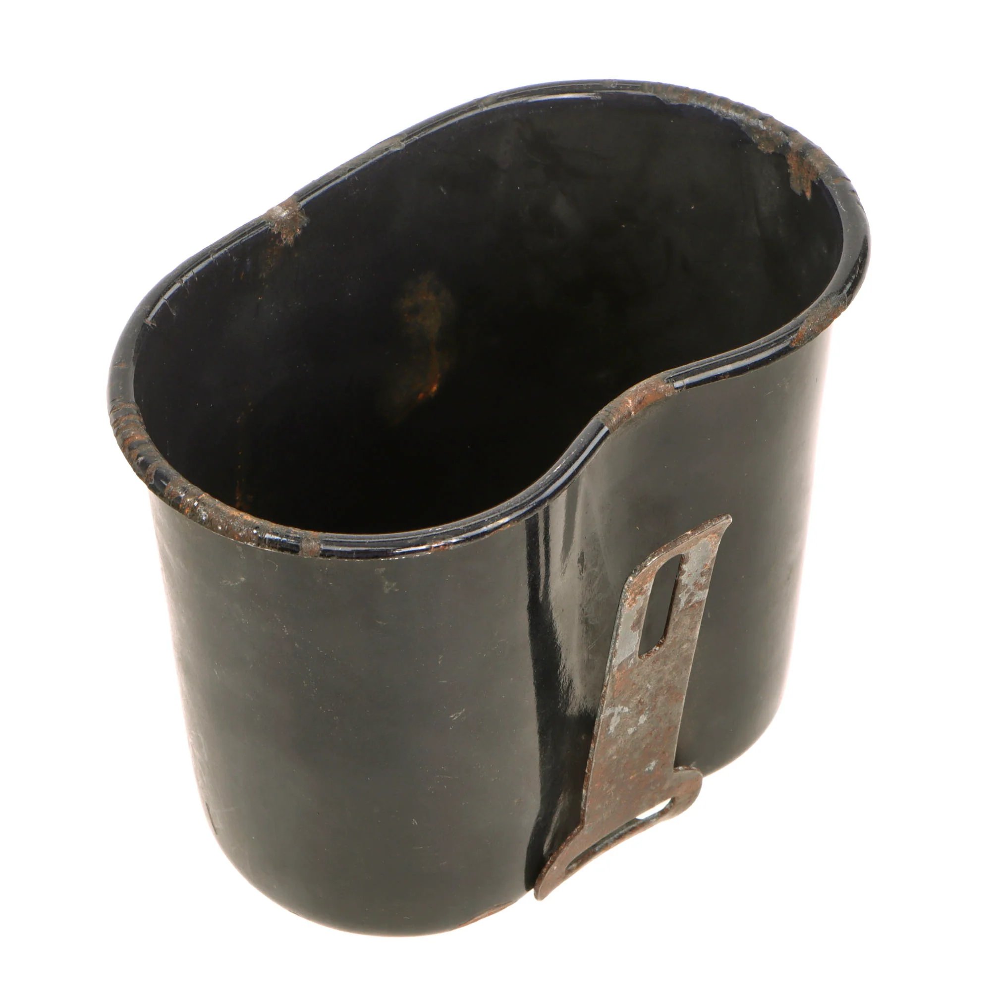 Original U.S. WWII M1942 Experimental Blue Porcelain Enamel Canteen Cup by Landers, Frary & Clark - Dated 1942 — image 2