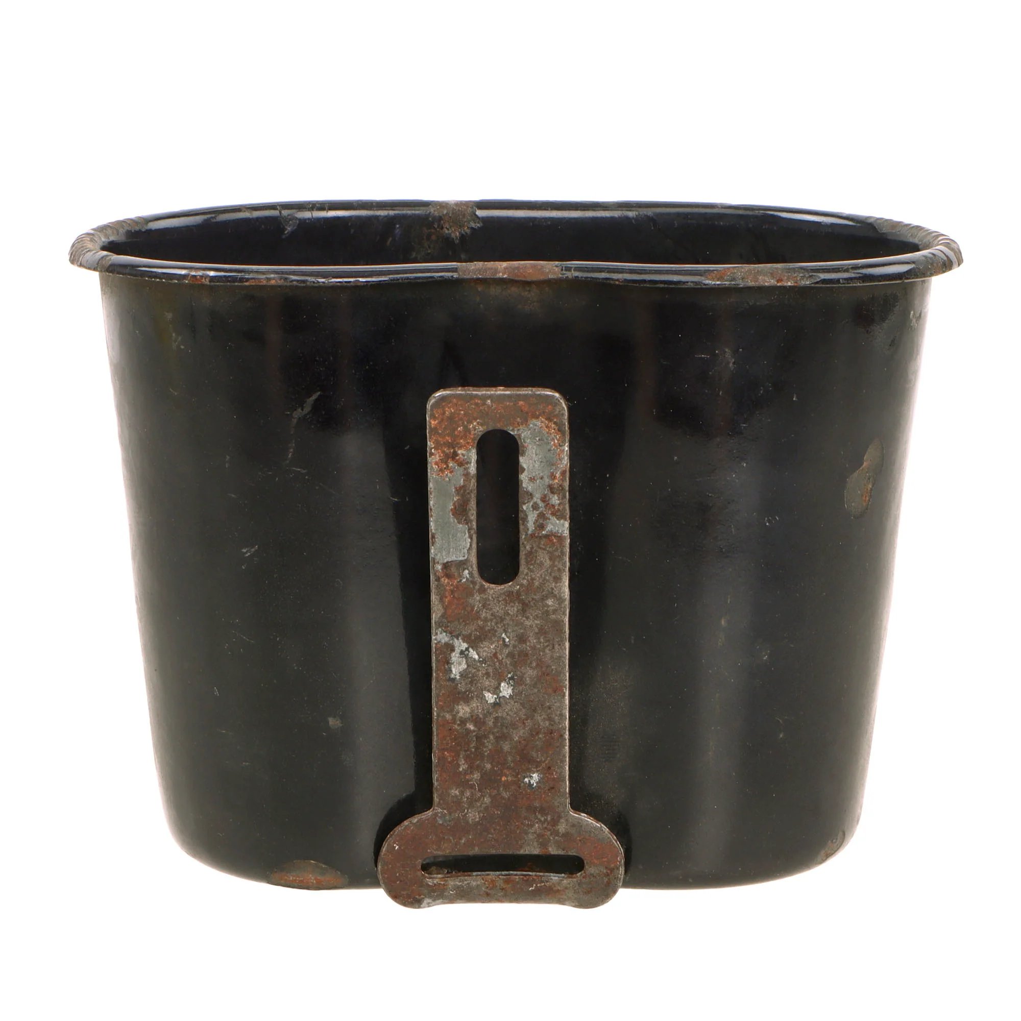 Original U.S. WWII M1942 Experimental Blue Porcelain Enamel Canteen Cup by Landers, Frary & Clark - Dated 1942 — image 3