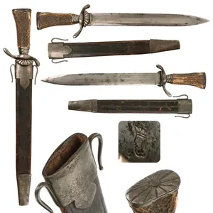 Original German Pre-WWI Stag Handle Hirschfänger Hunting Dagger by Weyersberg …