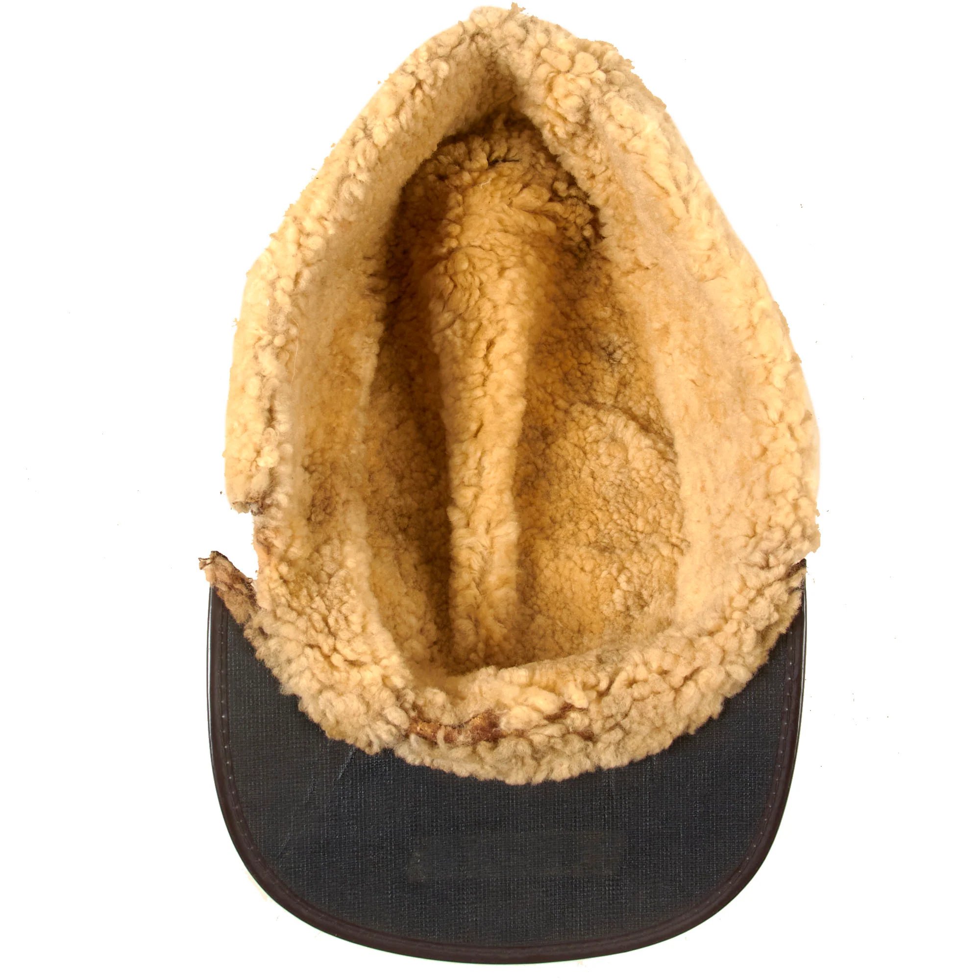 Original U.S. WWII Army Air Forces B-2 Gunner & Air Crew Shearling Leather Billed Cap - Rough — image 5