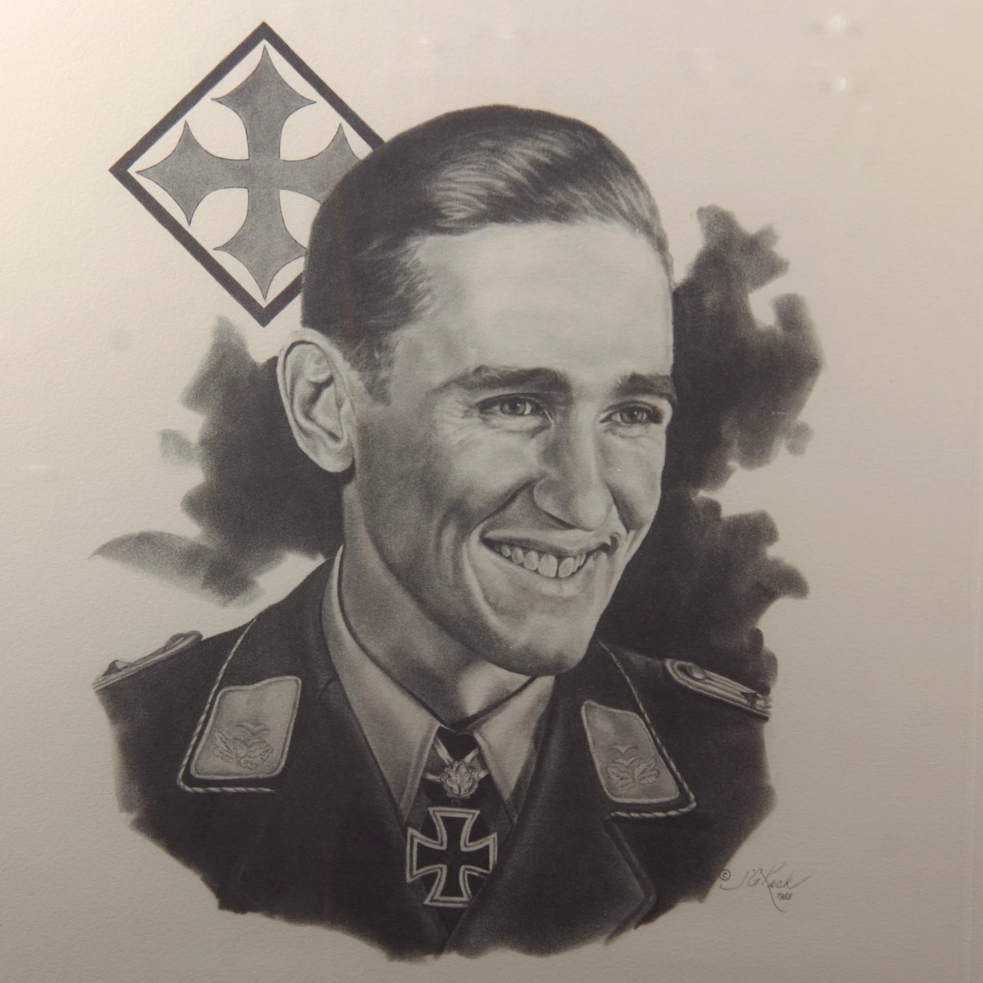 Original U.S. WWII Framed Günther Rall Print Signed by Author & Pilot - 310/500 22 ¼ x 28 ¼' — image 3