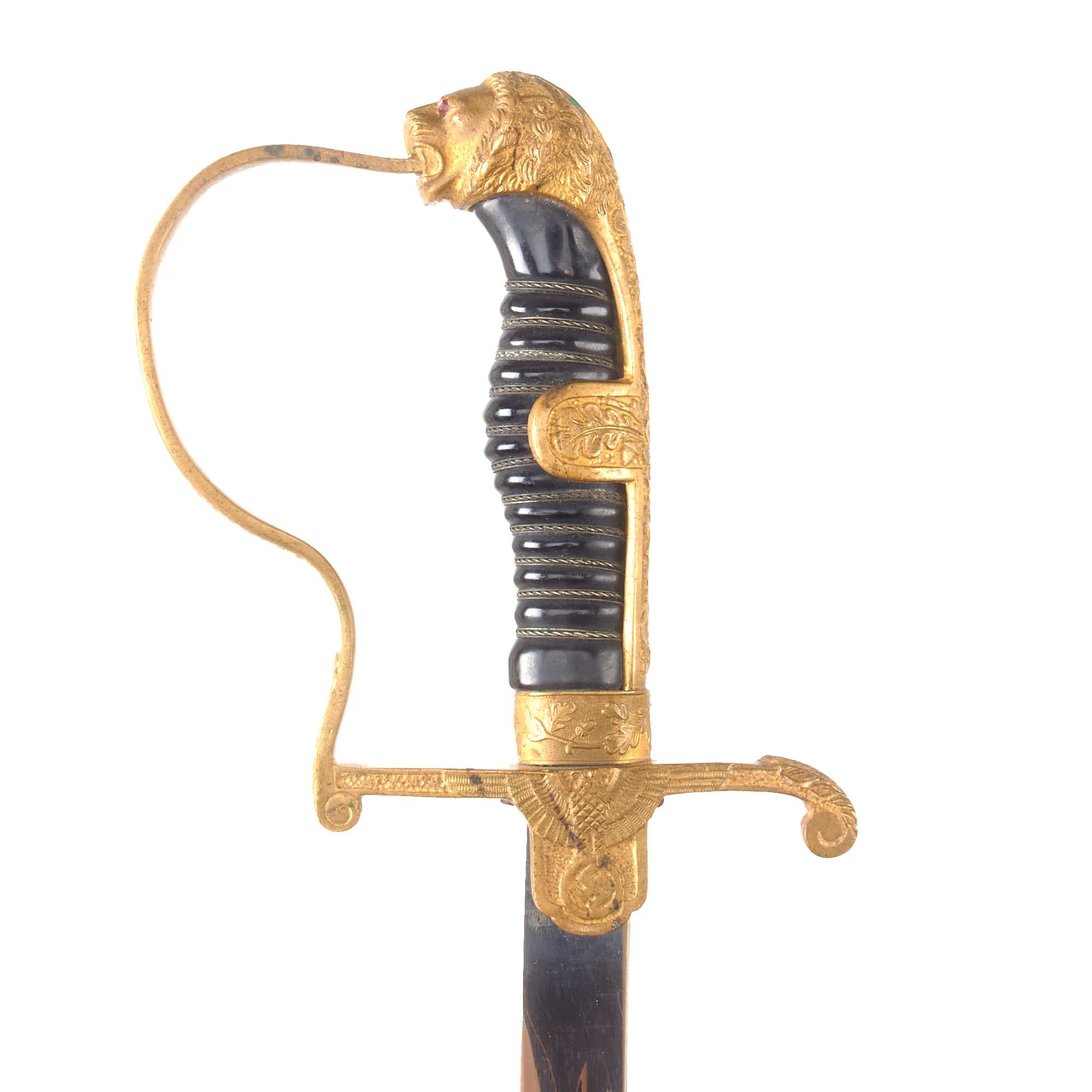 Original German WWII Army Heer Officer's Lion Head Sword by Robert Klaas of Solingen with Steel Scabbard — image 11