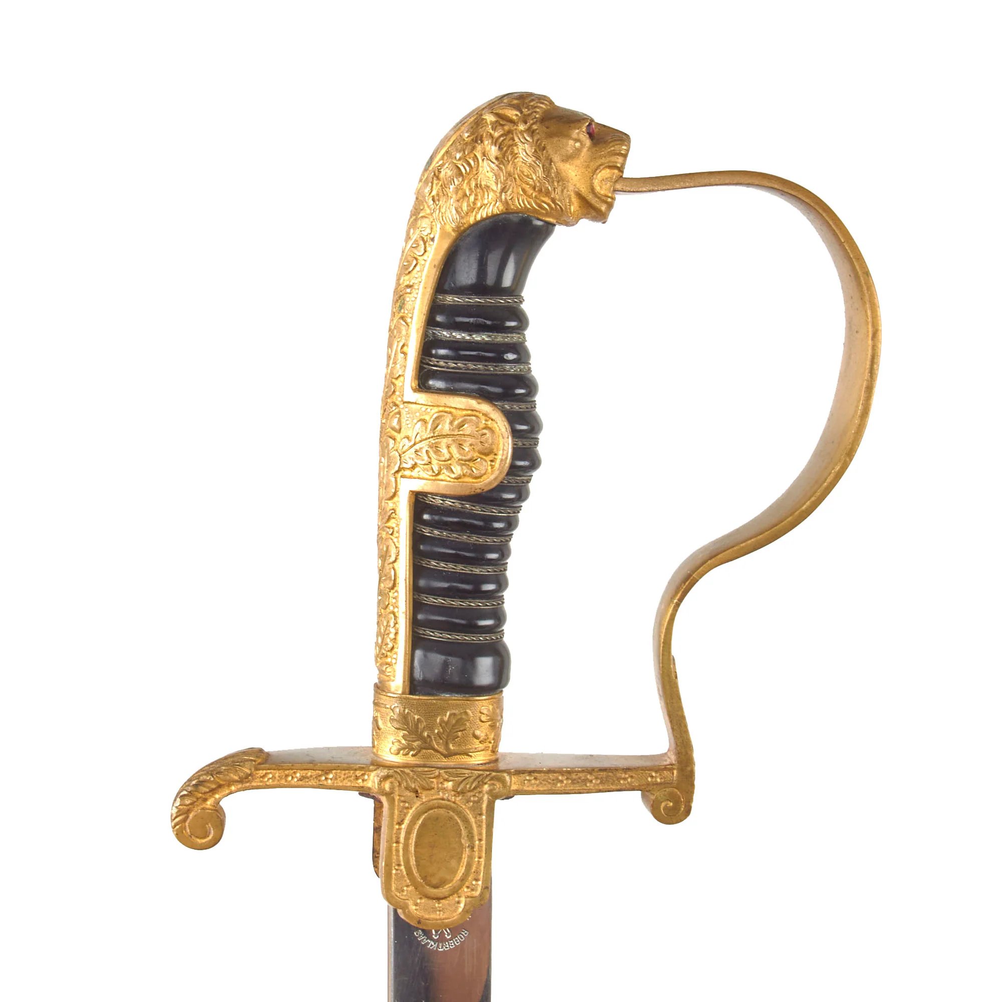 Original German WWII Army Heer Officer's Lion Head Sword by Robert Klaas of Solingen with Steel Scabbard — image 13