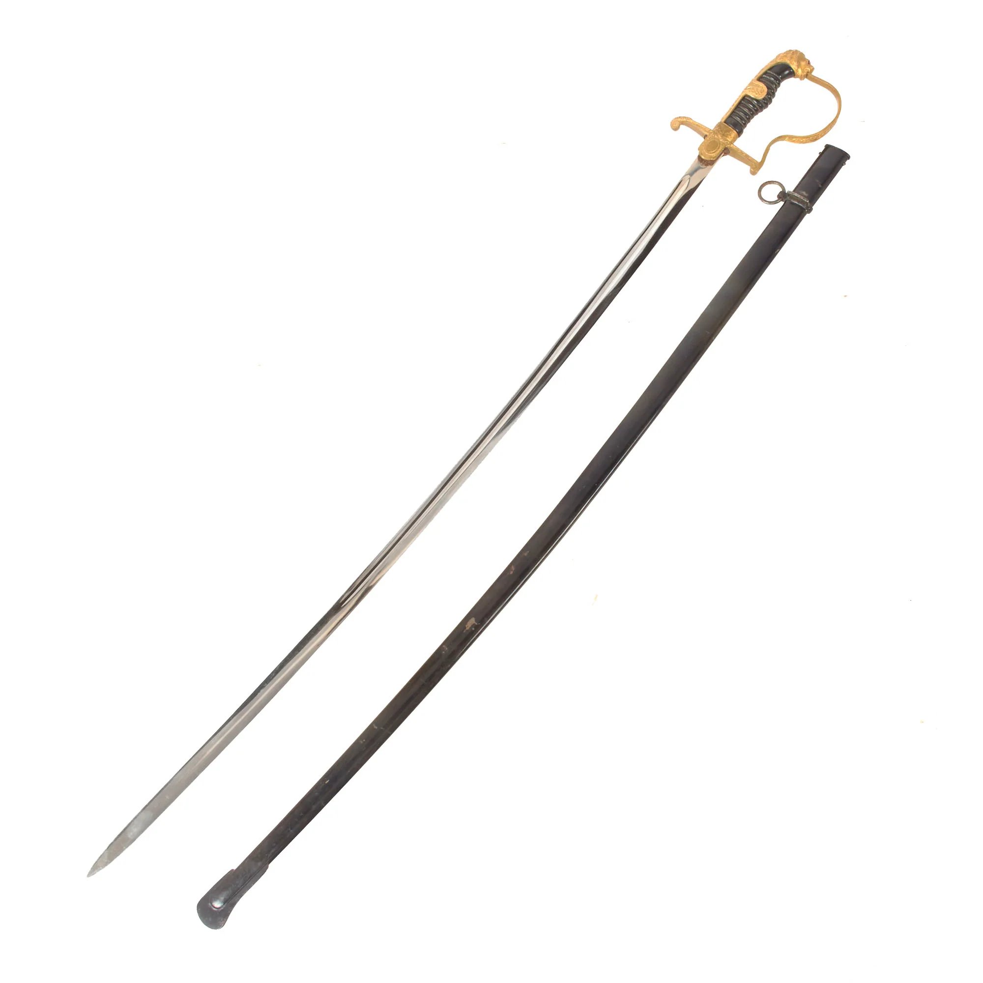Original German WWII Army Heer Officer's Lion Head Sword by Robert Klaas of Solingen with Steel Scabbard — image 3