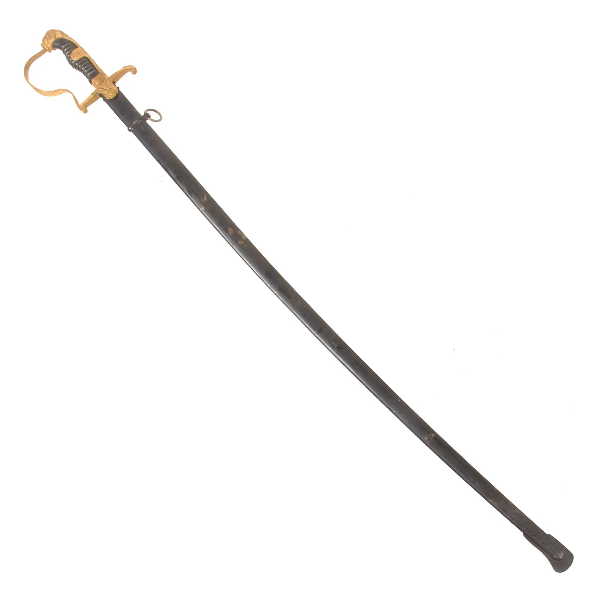 Original German WWII Army Heer Officer's Lion Head Sword by Robert Klaas of Solingen with Steel Scabbard — image 4