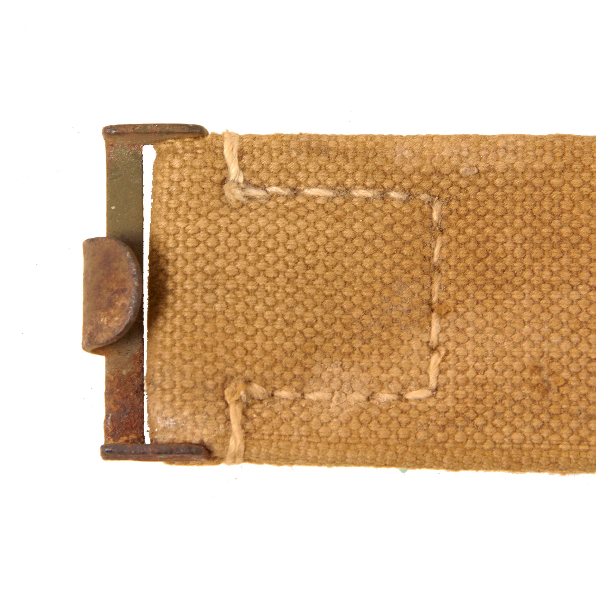 Original German WWII Rare Heer Army Tropical Afrikakorps DAK Web Belt with Steel Buckle — image 4