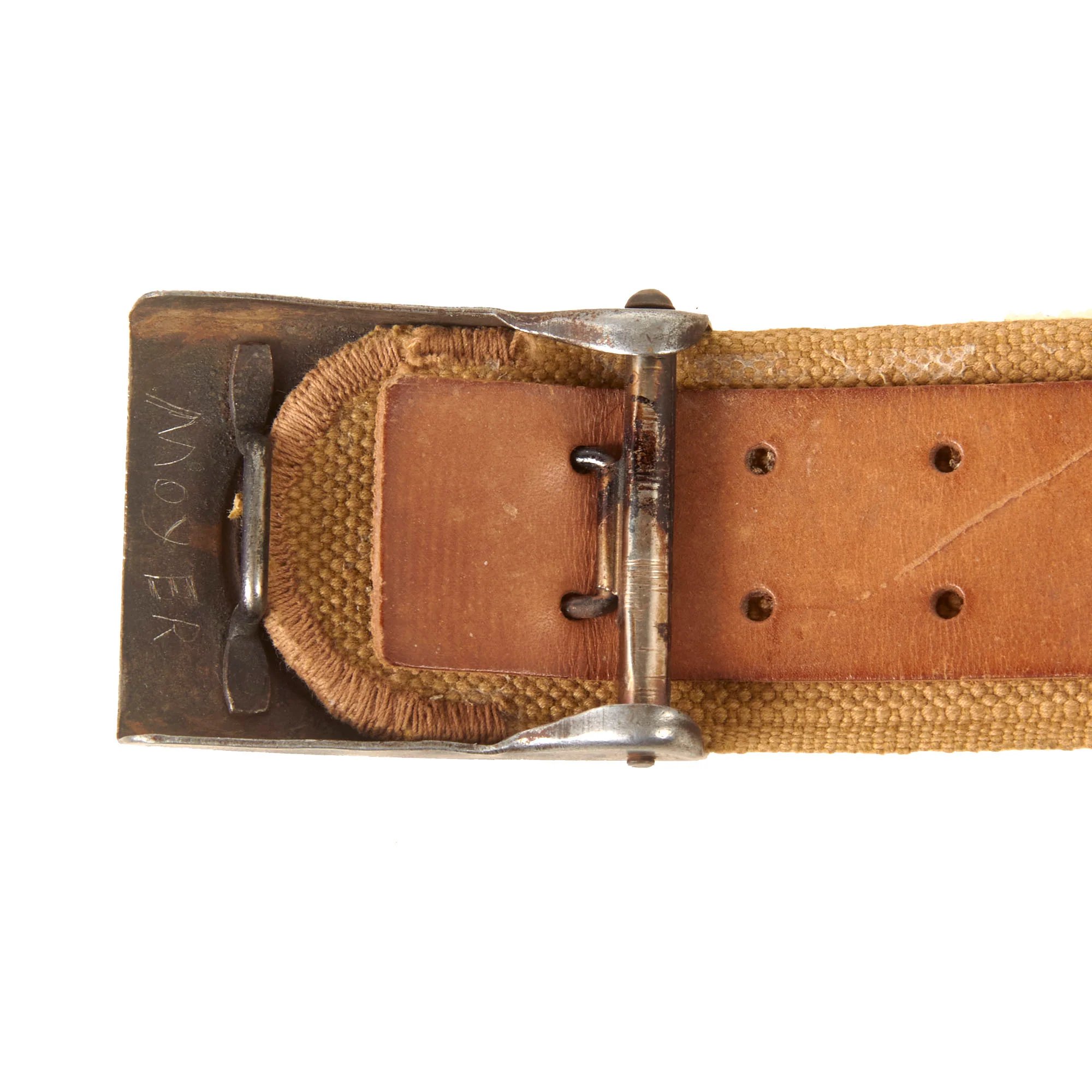 Original German WWII Rare Heer Army Tropical Afrikakorps DAK Web Belt with Steel Buckle — image 7