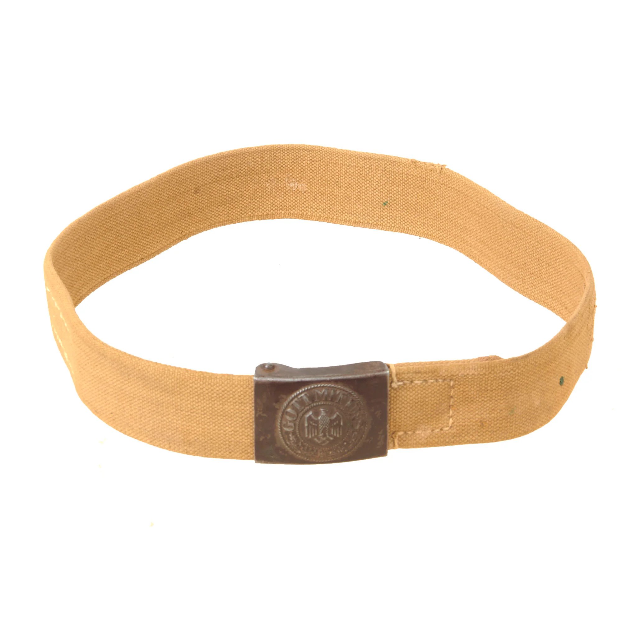 Original German WWII Rare Heer Army Tropical Afrikakorps DAK Web Belt with Steel Buckle — image 8