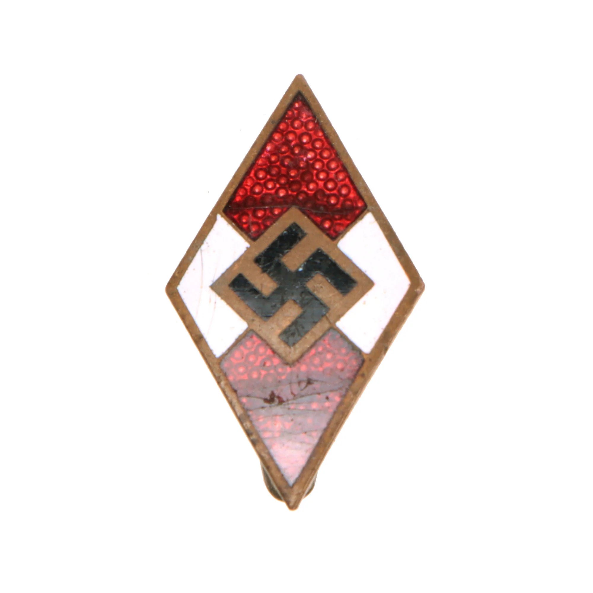 Original German WWII HJ Enamel Cap Badge Insignia by Frank & Reif of Stuttgart with HJ Stamp Card - RZM M1/102 — image 2