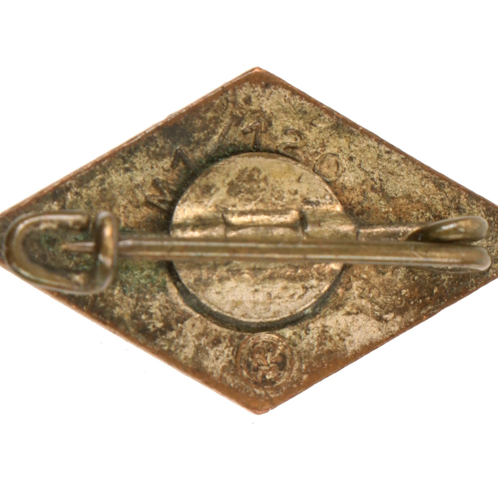 Original German WWII HJ Enamel Cap Badge Insignia by Frank & Reif of Stuttgart with HJ Stamp Card - RZM M1/102 — image 4