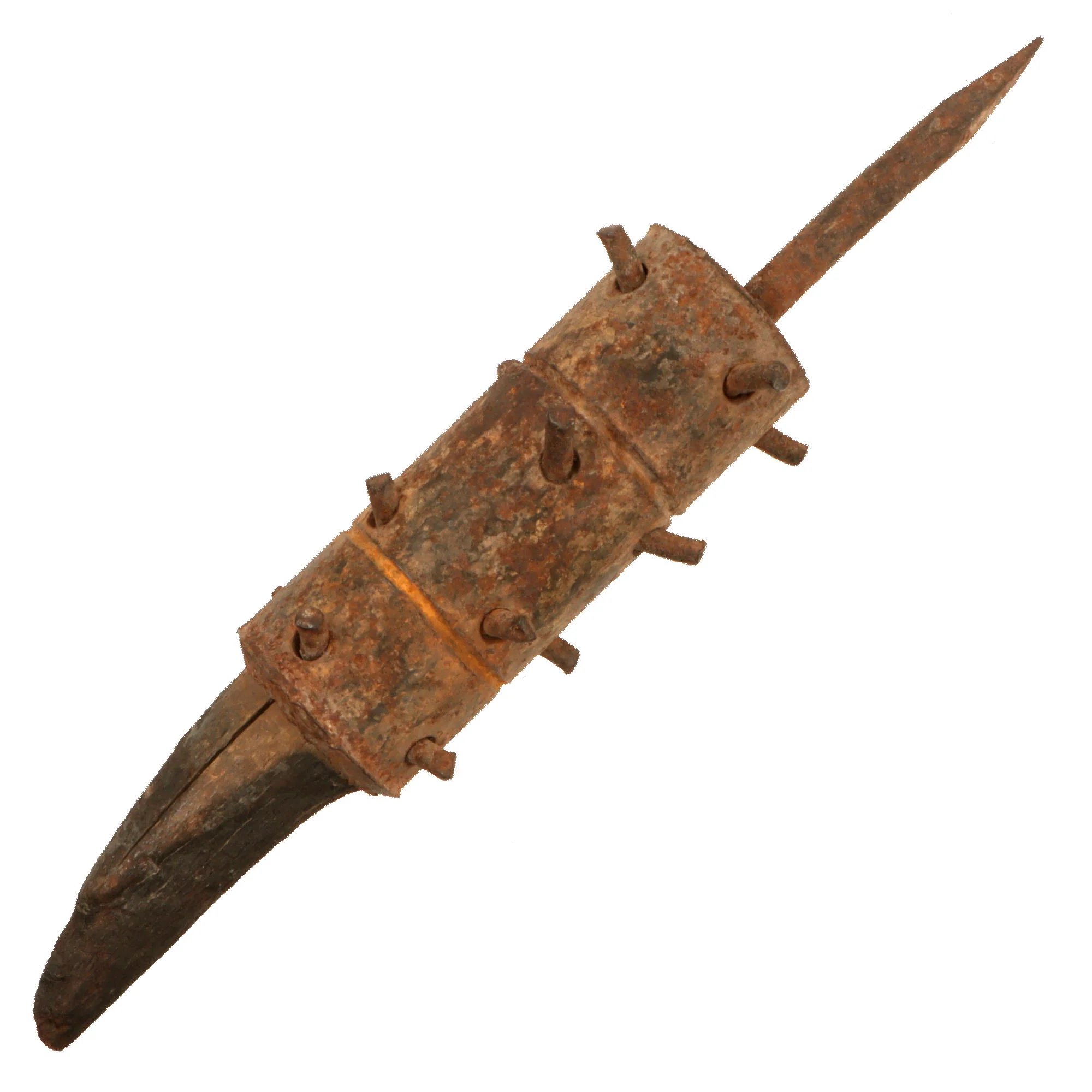 Original Austro-Hungarian WWI Battle Damaged Trench Raiding Club - Featured in 'At Arms Length: Trench Clubs and Maces Volume II' by David F. Machnicki - Book Shows Sketch of Missing Handle — image 2