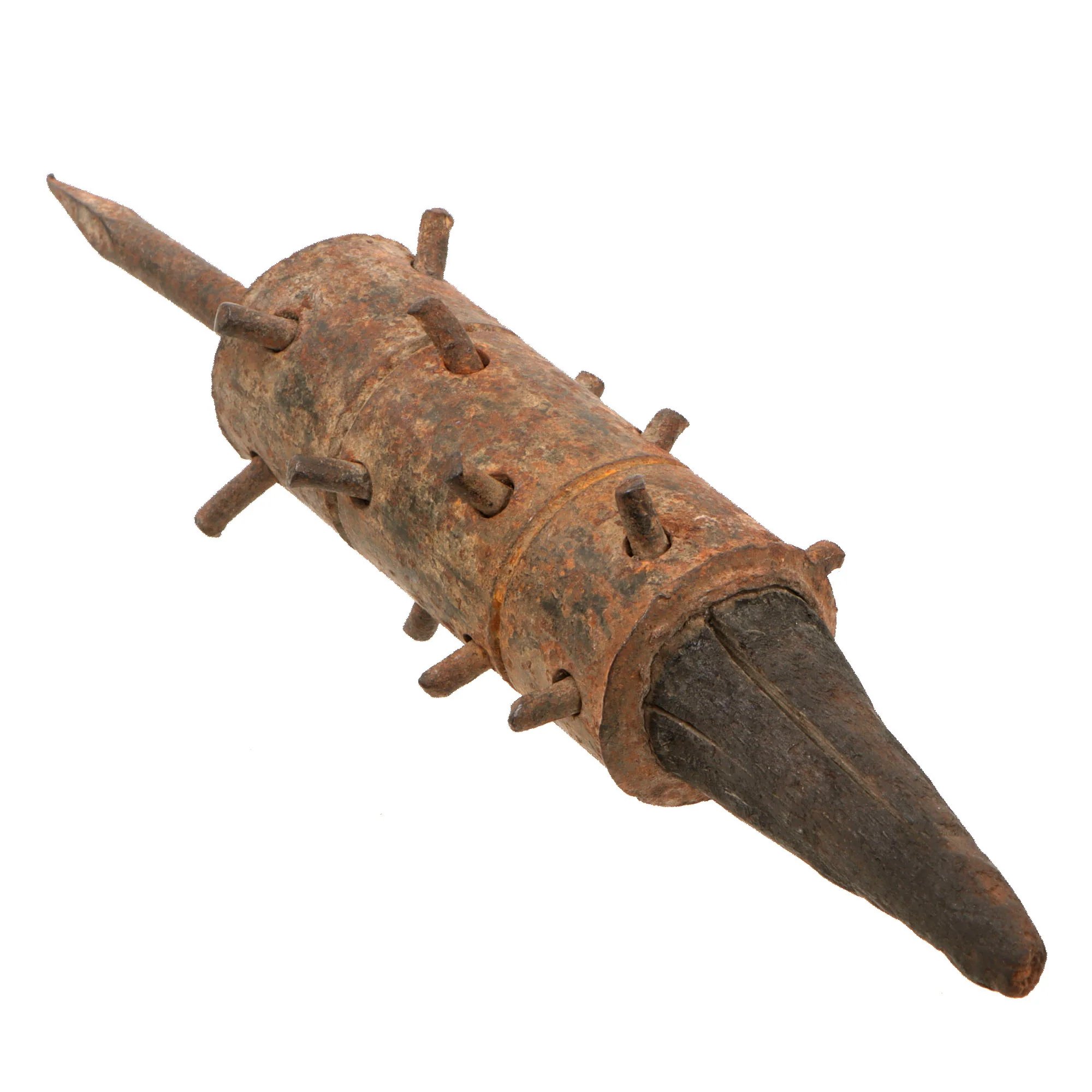 Original Austro-Hungarian WWI Battle Damaged Trench Raiding Club - Featured in 'At Arms Length: Trench Clubs and Maces Volume II' by David F. Machnicki - Book Shows Sketch of Missing Handle — image 4