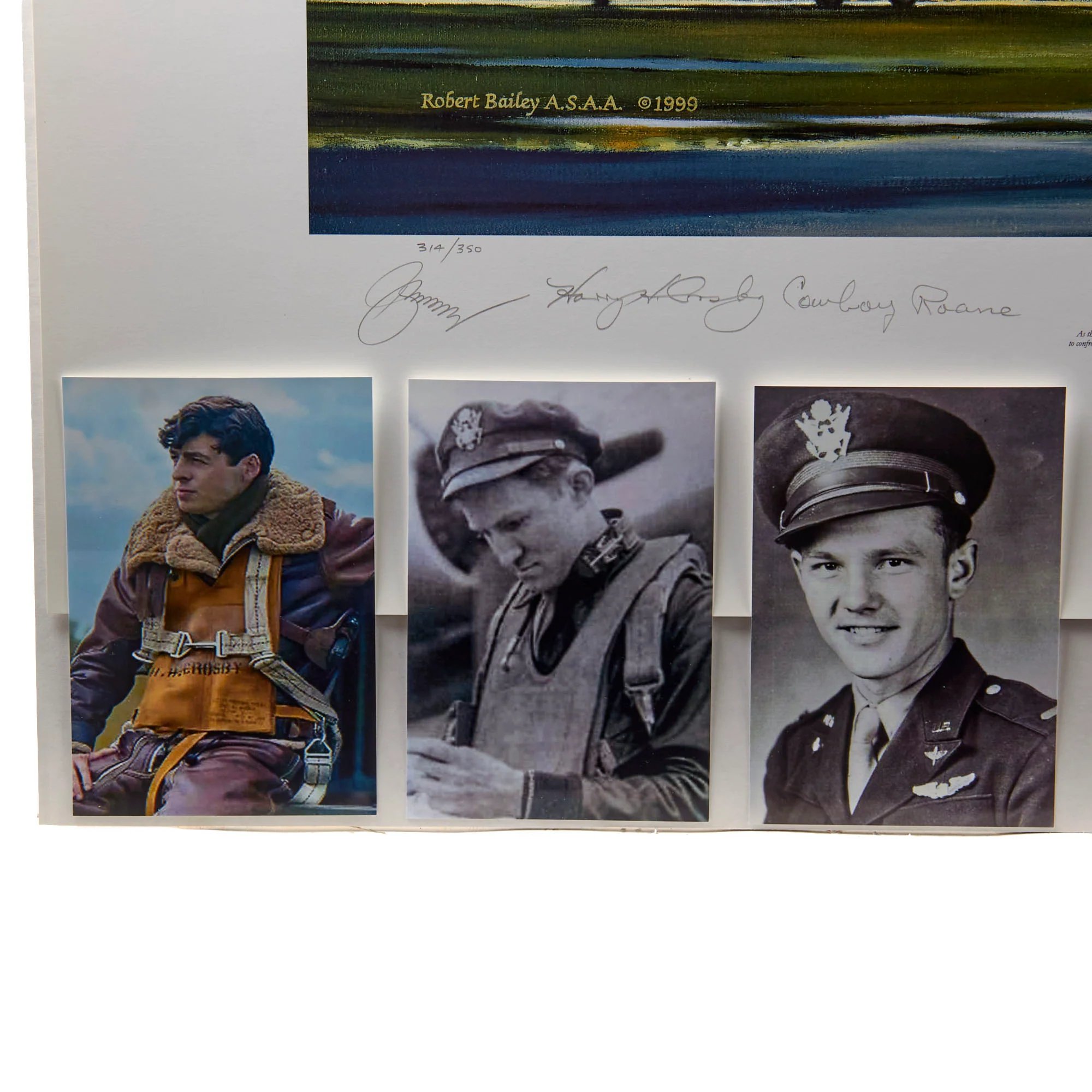 Original Signed Limited Edition Print: 'Men of the Century' by Robert Bailey Signed by 4 Famed 100th Bomb Group Airmen with Added 'Masters of the Air' Photos and Three Additional Signatures - 314/350 - 29 ¼ x 40' — image 5