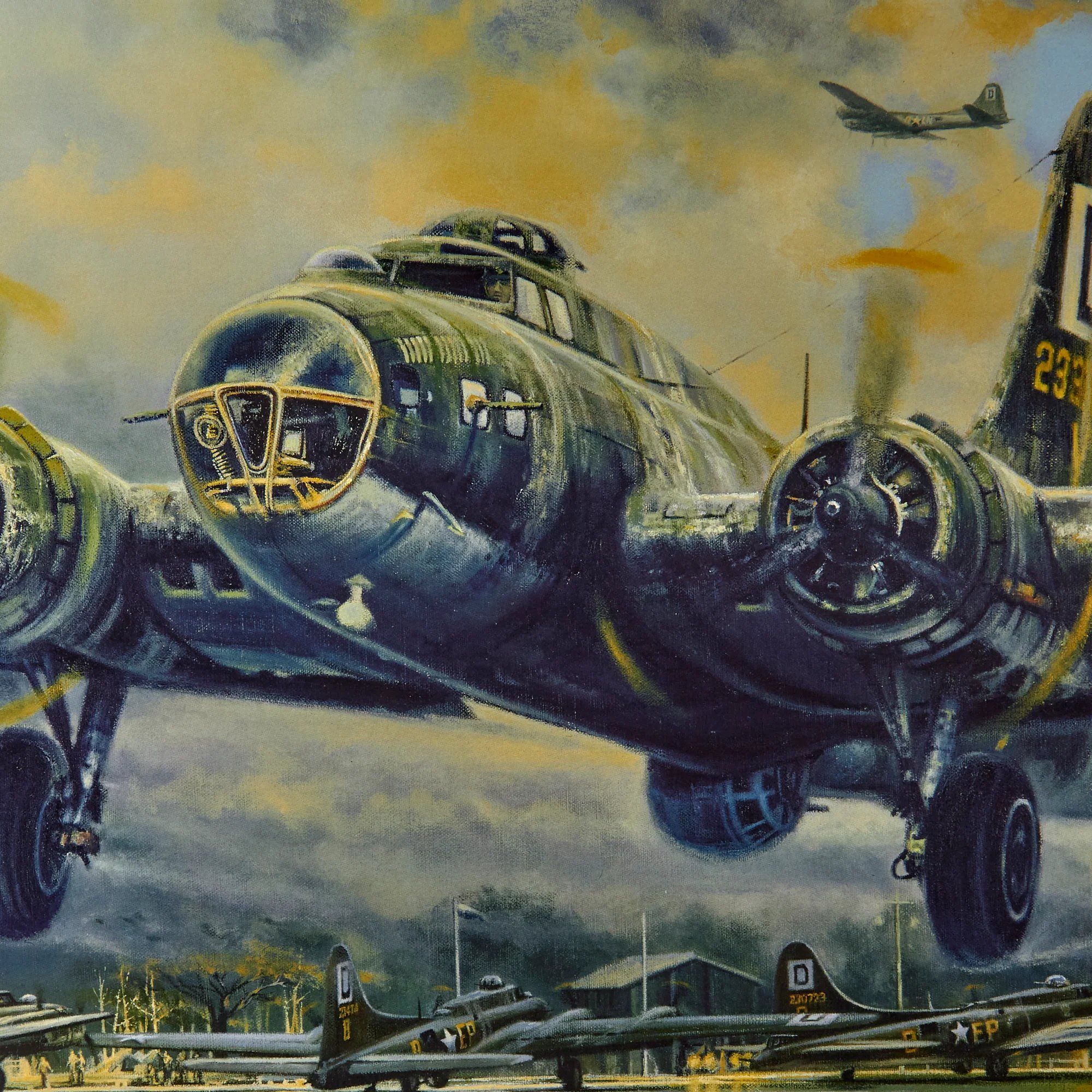 Original Signed Limited Edition Print: 'Men of the Century' by Robert Bailey Signed by 4 Famed 100th Bomb Group Airmen with Added 'Masters of the Air' Photos and Three Additional Signatures - 314/350 - 29 ¼ x 40' — image 6