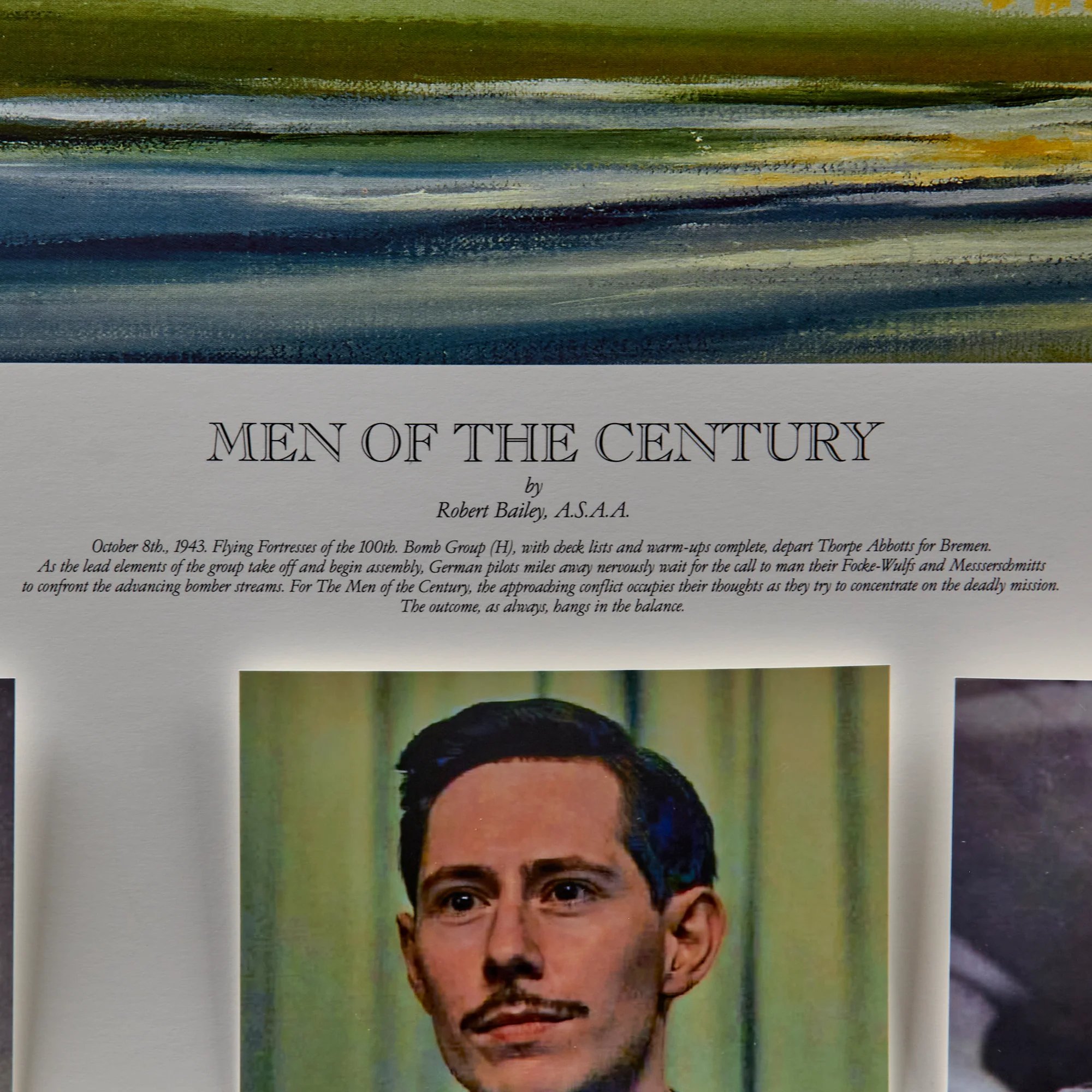 Original Signed Limited Edition Print: 'Men of the Century' by Robert Bailey Signed by 4 Famed 100th Bomb Group Airmen with Added 'Masters of the Air' Photos and Three Additional Signatures - 314/350 - 29 ¼ x 40' — image 8