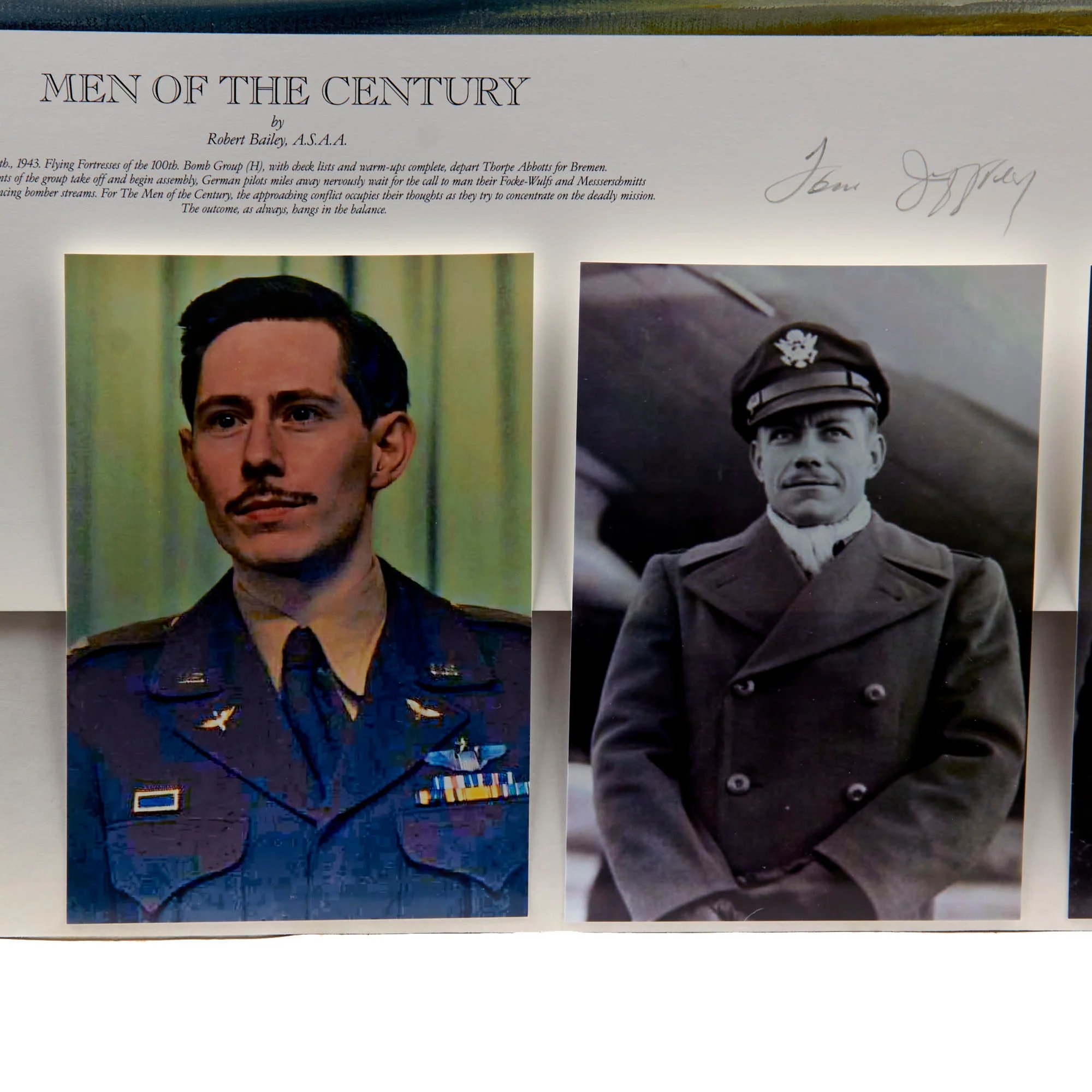 Original Signed Limited Edition Print: 'Men of the Century' by Robert Bailey Signed by 4 Famed 100th Bomb Group Airmen with Added 'Masters of the Air' Photos and Three Additional Signatures - 314/350 - 29 ¼ x 40' — image 9