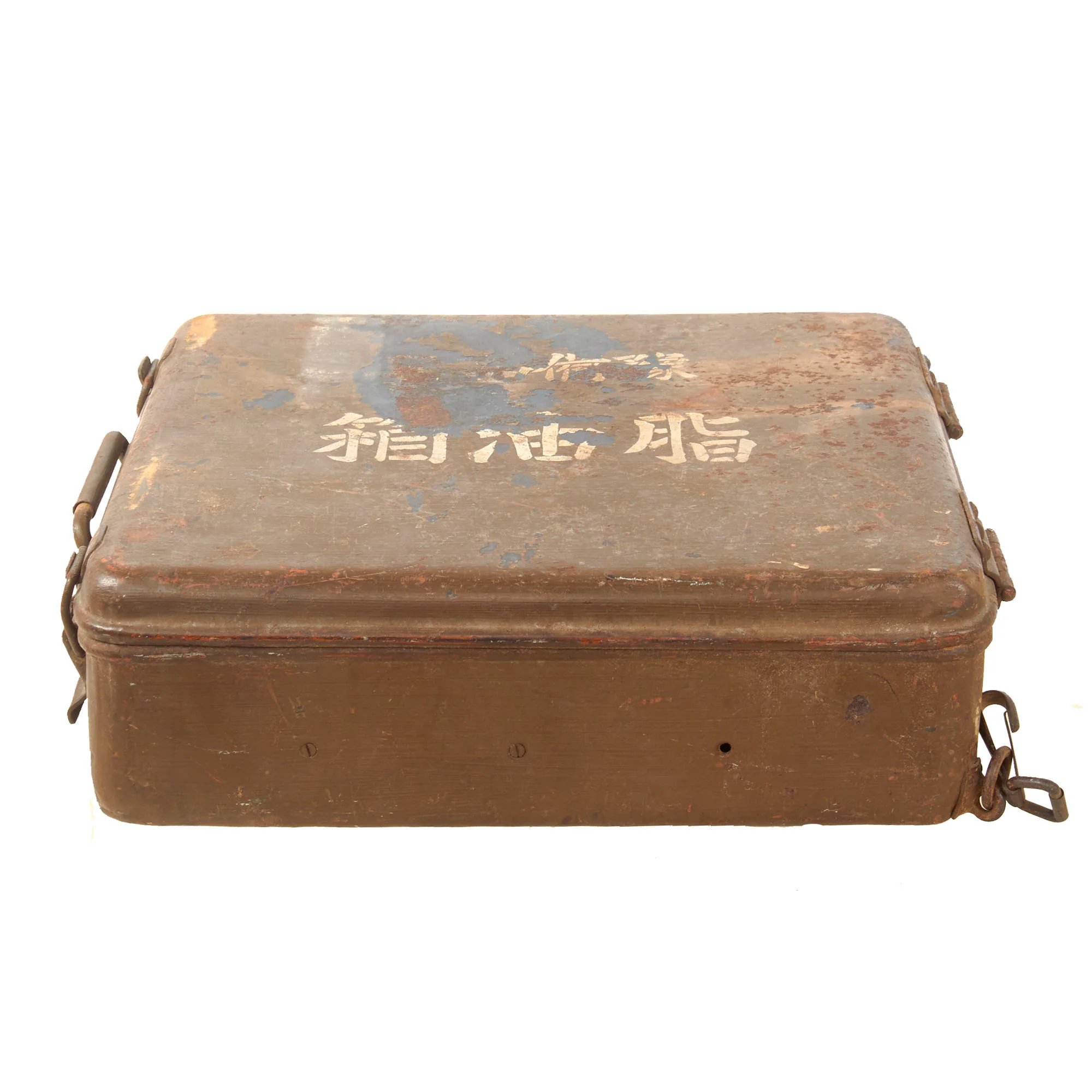 Original Japanese WWII Army Tank Automatic Transmission Fluid Box with Internal Wooden Dividers — image 4