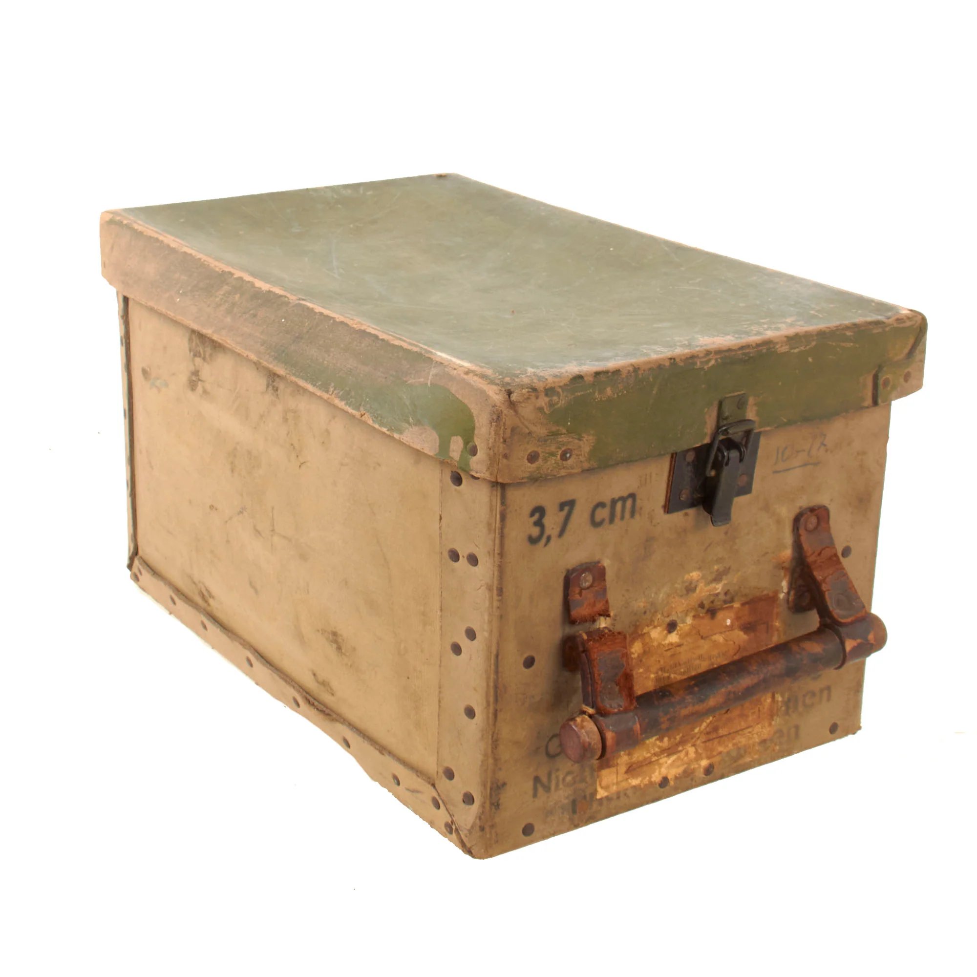 Original German WWII Soviet-Captured Luftwaffe Air Force 'Ersatz' 3.7cm Flak 43 Cartridge Pressed Paper Ammunition Box by Görlitzer Koffer- & Lederwarenfabrik Neuhaus KG — image 3