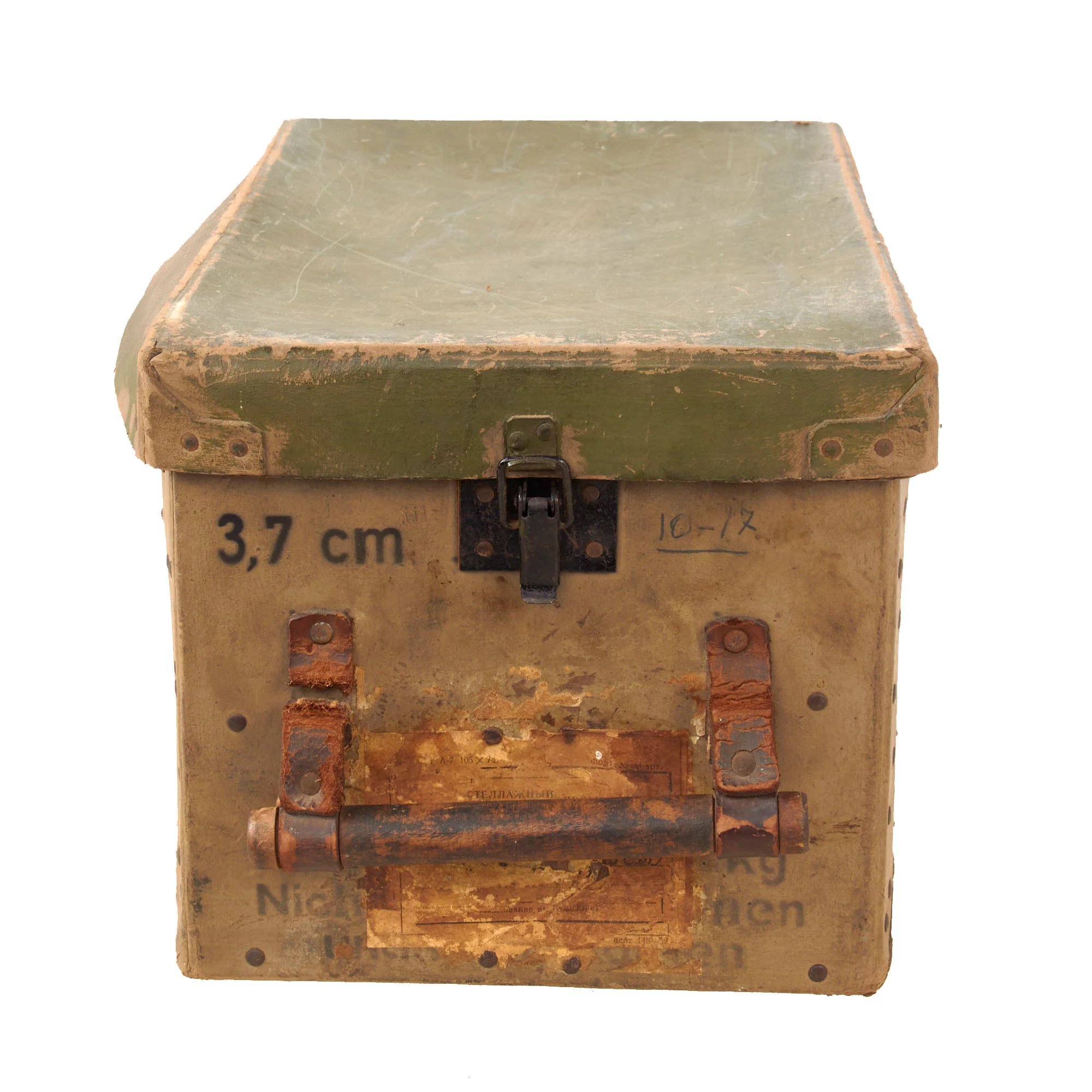 Original German WWII Soviet-Captured Luftwaffe Air Force 'Ersatz' 3.7cm Flak 43 Cartridge Pressed Paper Ammunition Box by Görlitzer Koffer- & Lederwarenfabrik Neuhaus KG — image 4