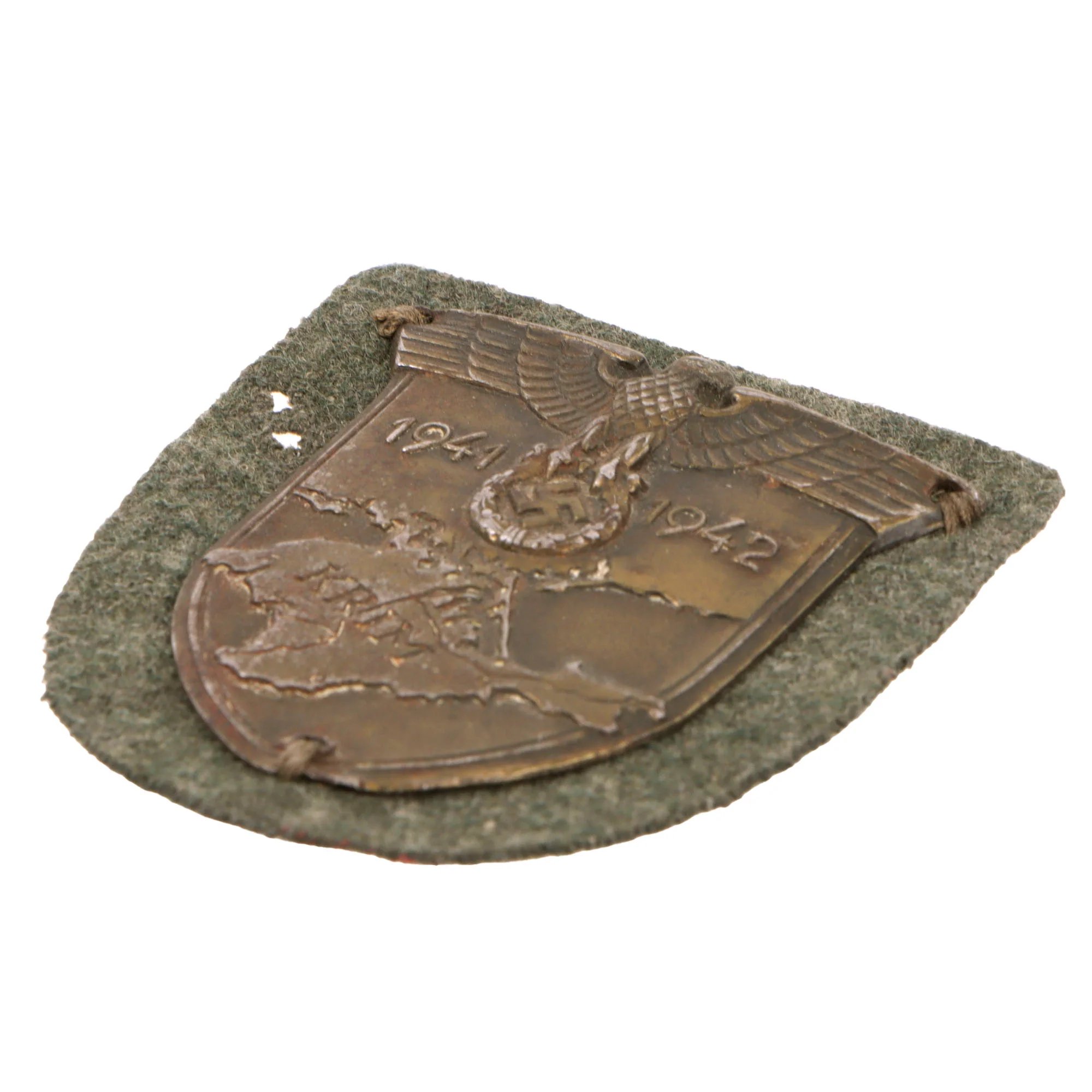 Original German WWII Heer Army Crimea Krim Shield Decoration with Fabric Backing - Krimschild — image 3