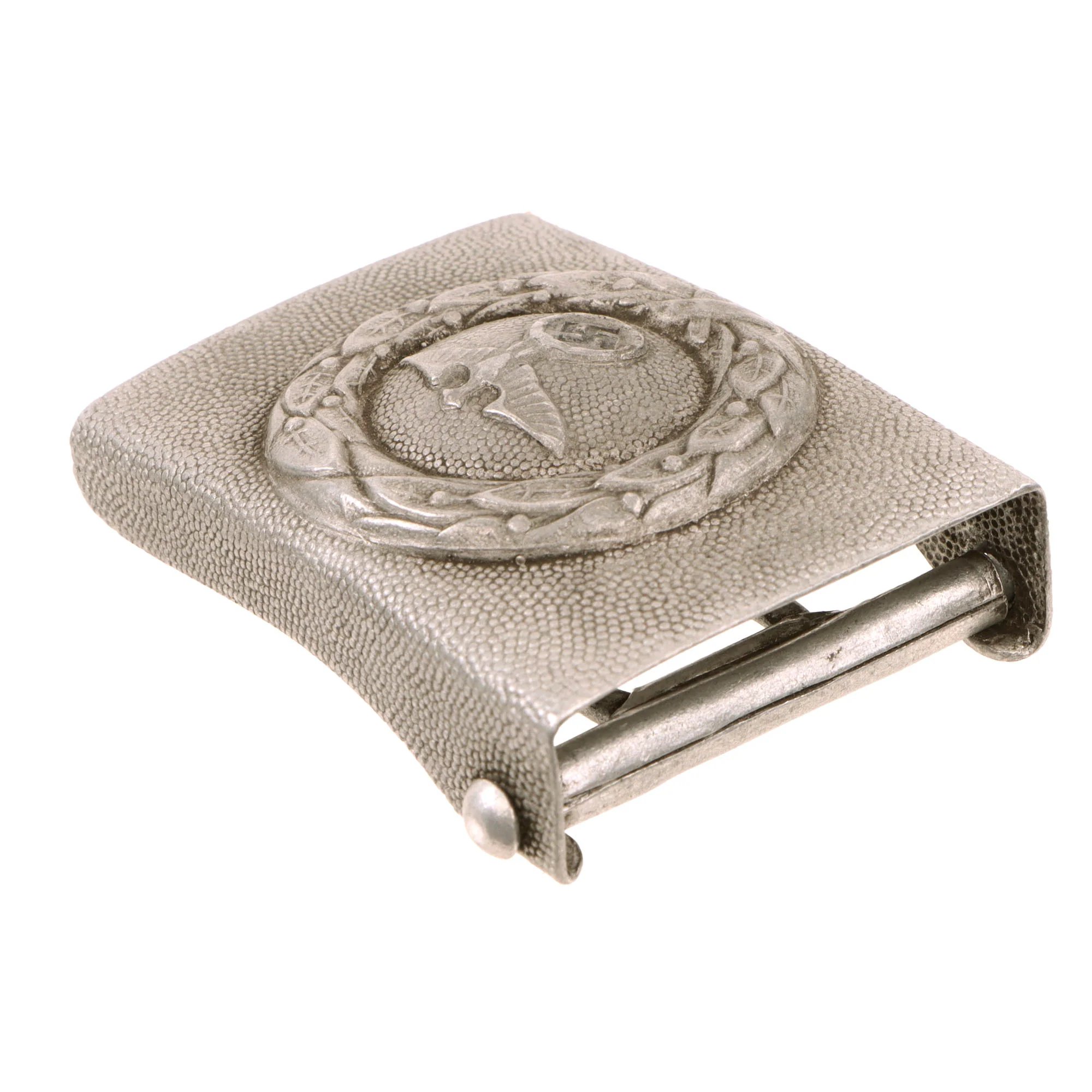 Original German WWII RLB Air Raid Protection Pebbled Aluminum EM/NCO Belt Buckle - Reichs Luftschutz Bund — image 4