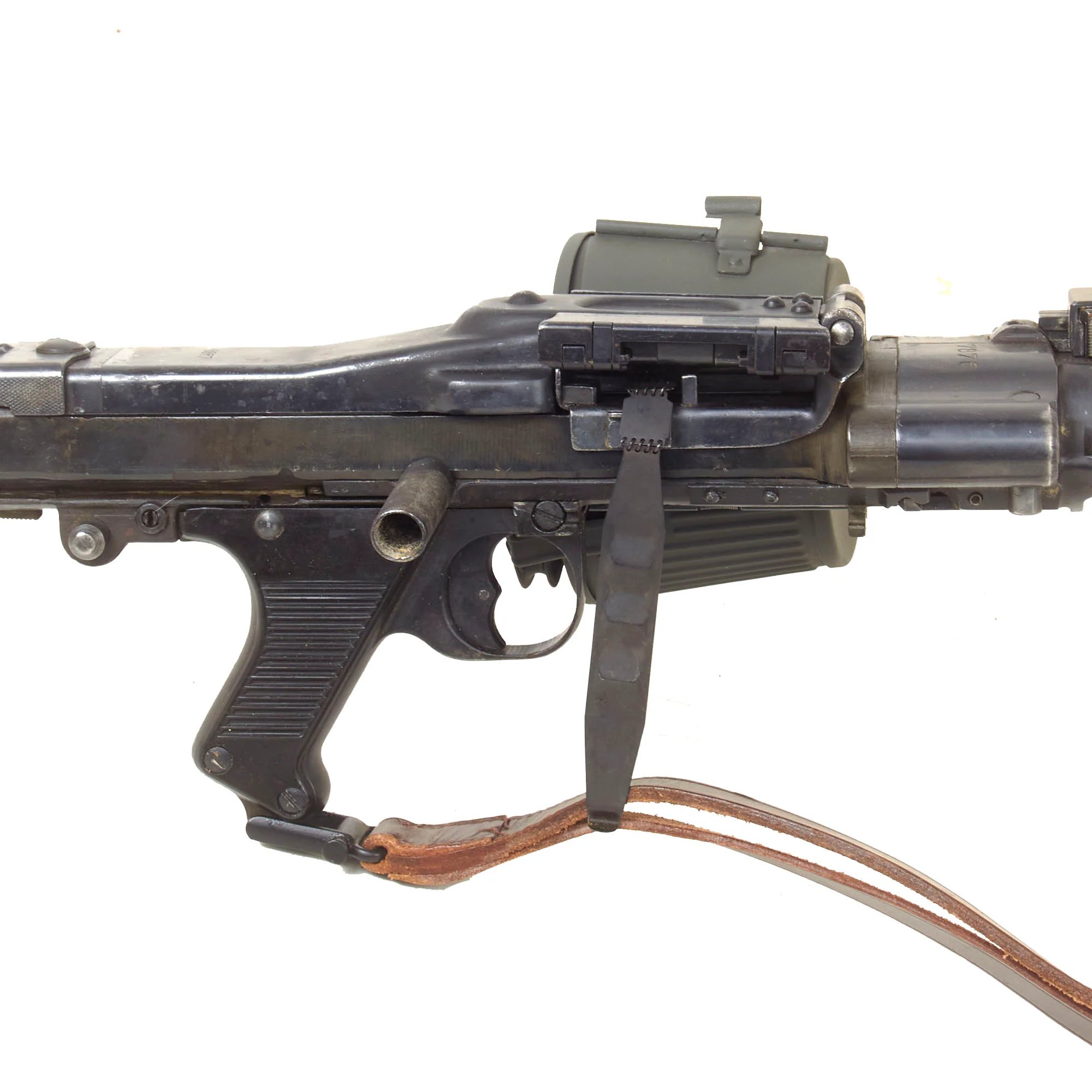 Original German WWII MG 34 Display Machine Gun Serial 7876 with Belt Carrier, Barrel in Carrier, Ammo Box, and Two Belts of Inert Ammo — image 14