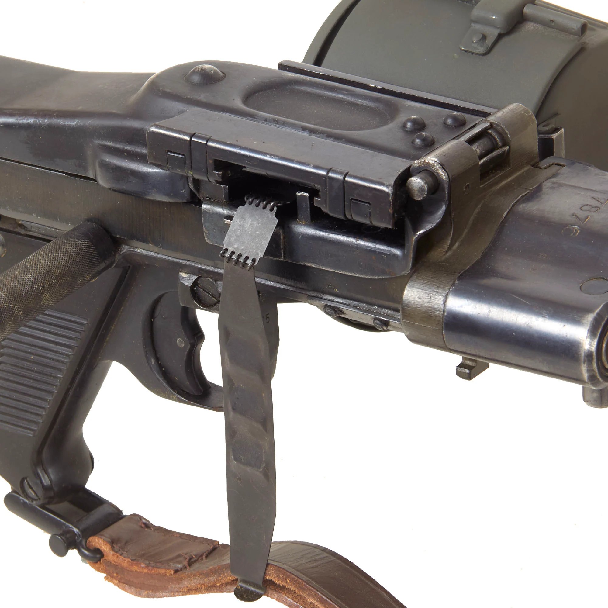 Original German WWII MG 34 Display Machine Gun Serial 7876 with Belt Carrier, Barrel in Carrier, Ammo Box, and Two Belts of Inert Ammo — image 16