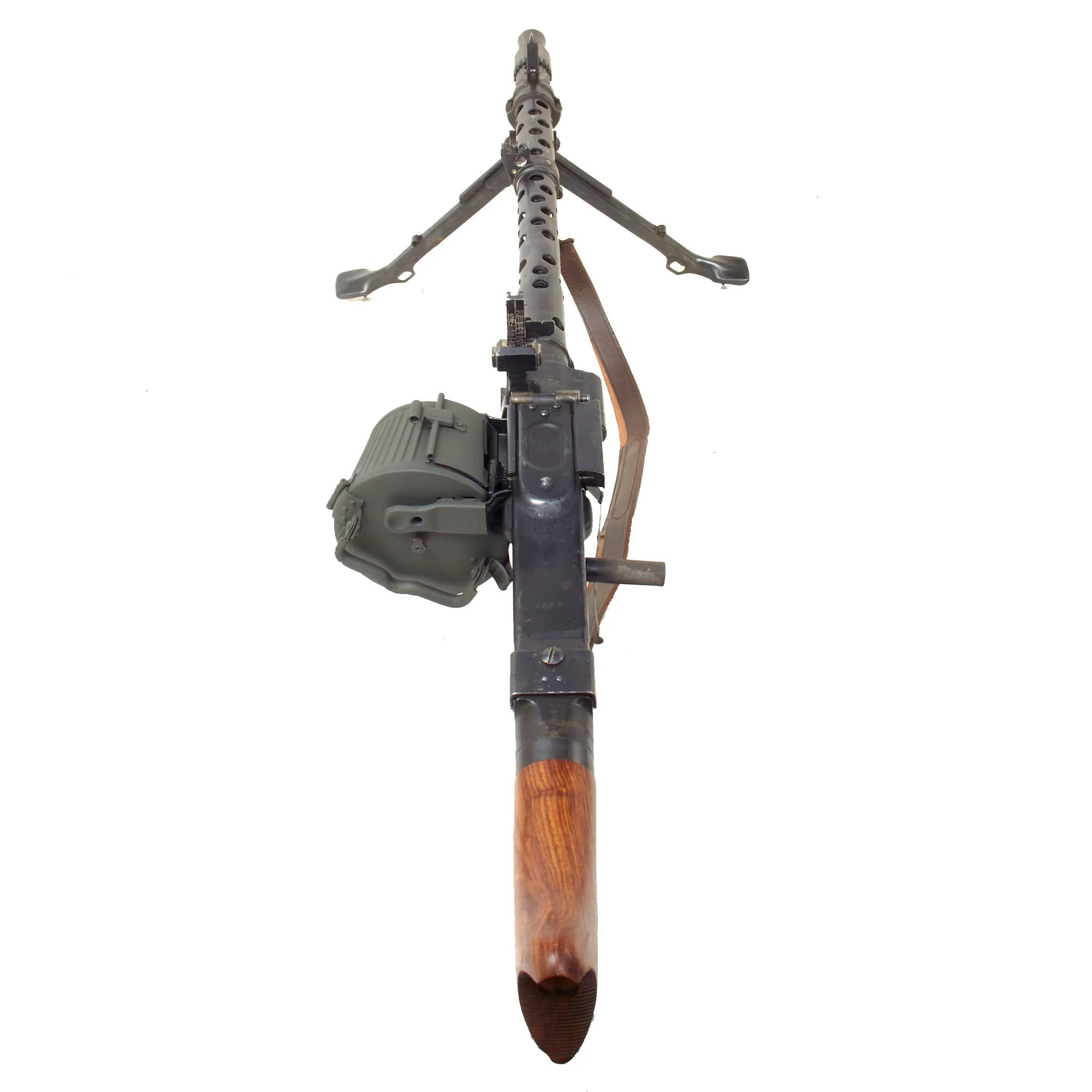 Original German WWII MG 34 Display Machine Gun Serial 7876 with Belt Carrier, Barrel in Carrier, Ammo Box, and Two Belts of Inert Ammo — image 18