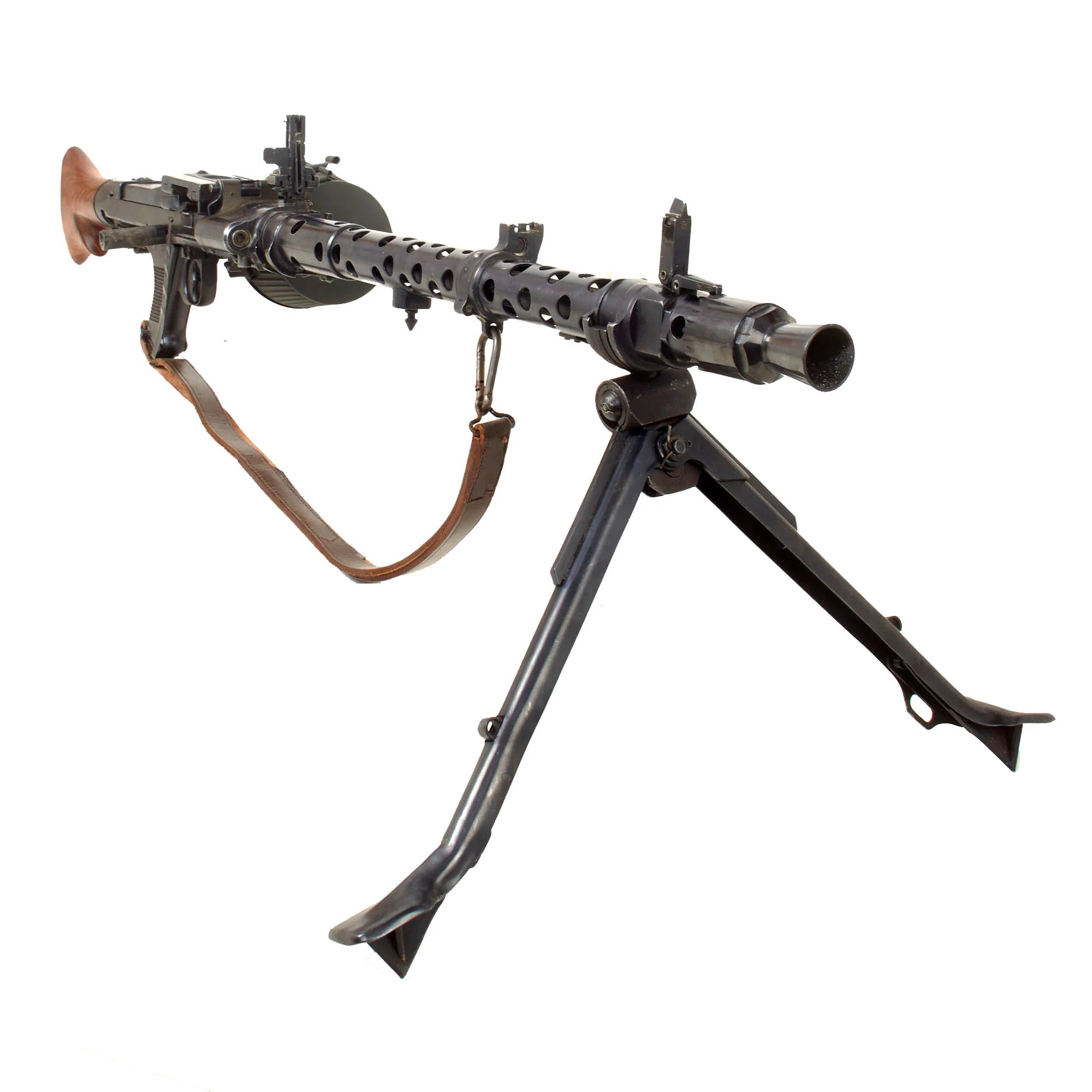 Original German WWII MG 34 Display Machine Gun Serial 7876 with Belt Carrier, Barrel in Carrier, Ammo Box, and Two Belts of Inert Ammo — image 2